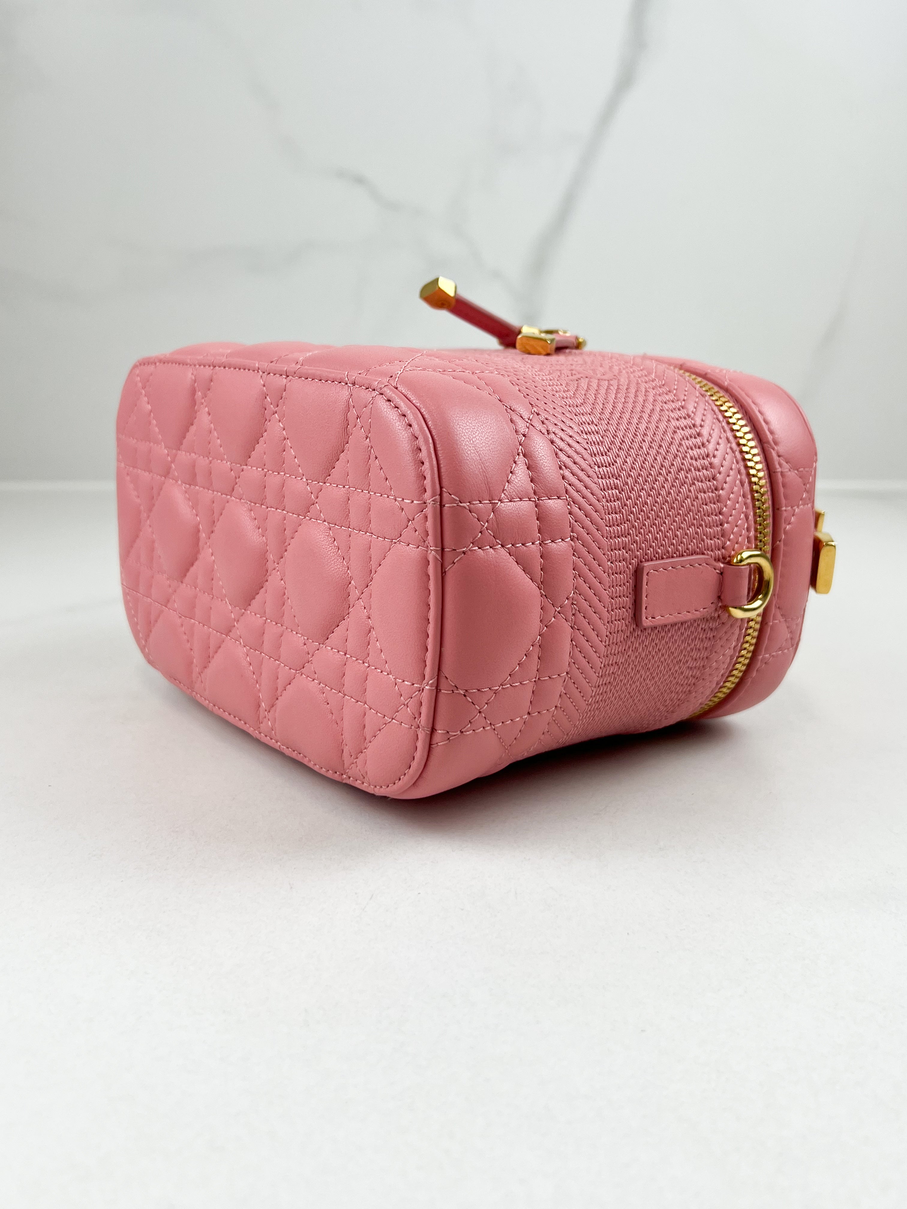 Christian Dior Travel Vanity Case in Pink Cannage Lambskin