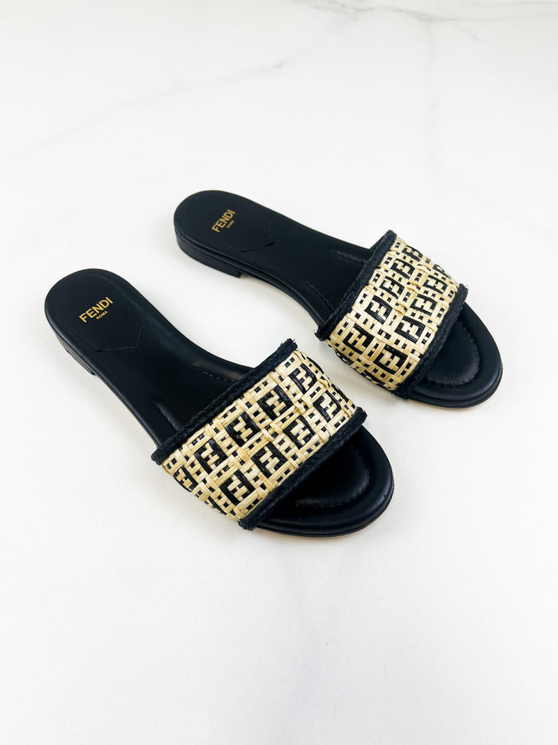 Fendi Raffia Slides Size 37