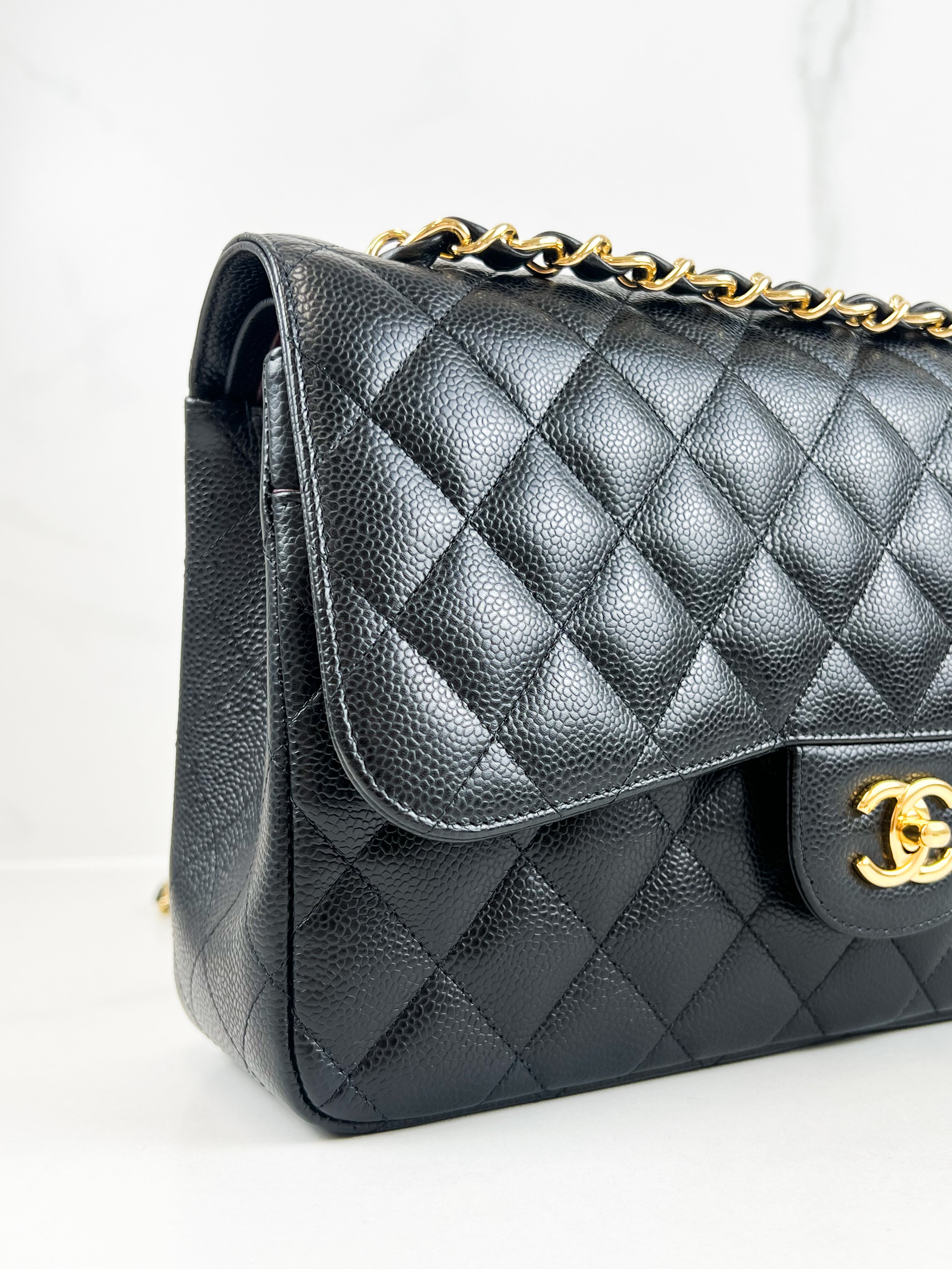 Chanel Jumbo Black Classic Double Flap Caviar Shoulder Bag