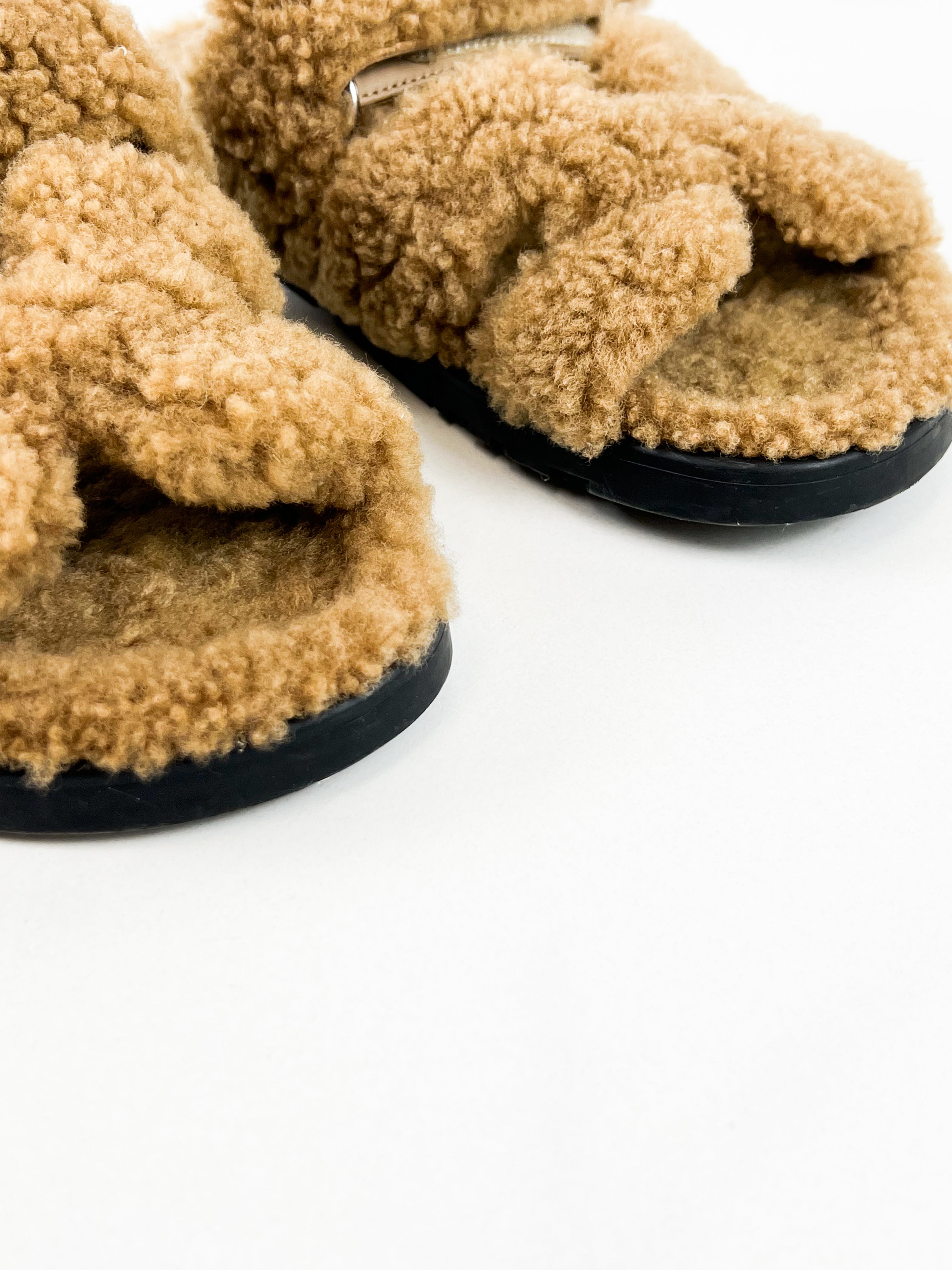 Hermes Chypre Shearling Sandals Size 37