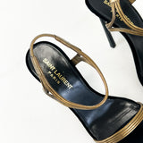 Saint Laurent Talitha Metallic Leather Sandal in Black & Gold Size 36