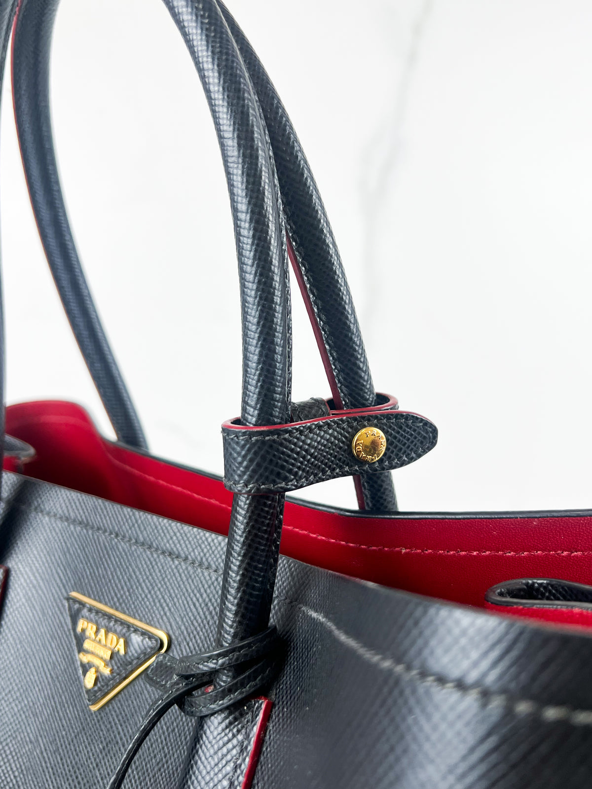 Prada Medium Saffiano Leather Double Bag in Nero
