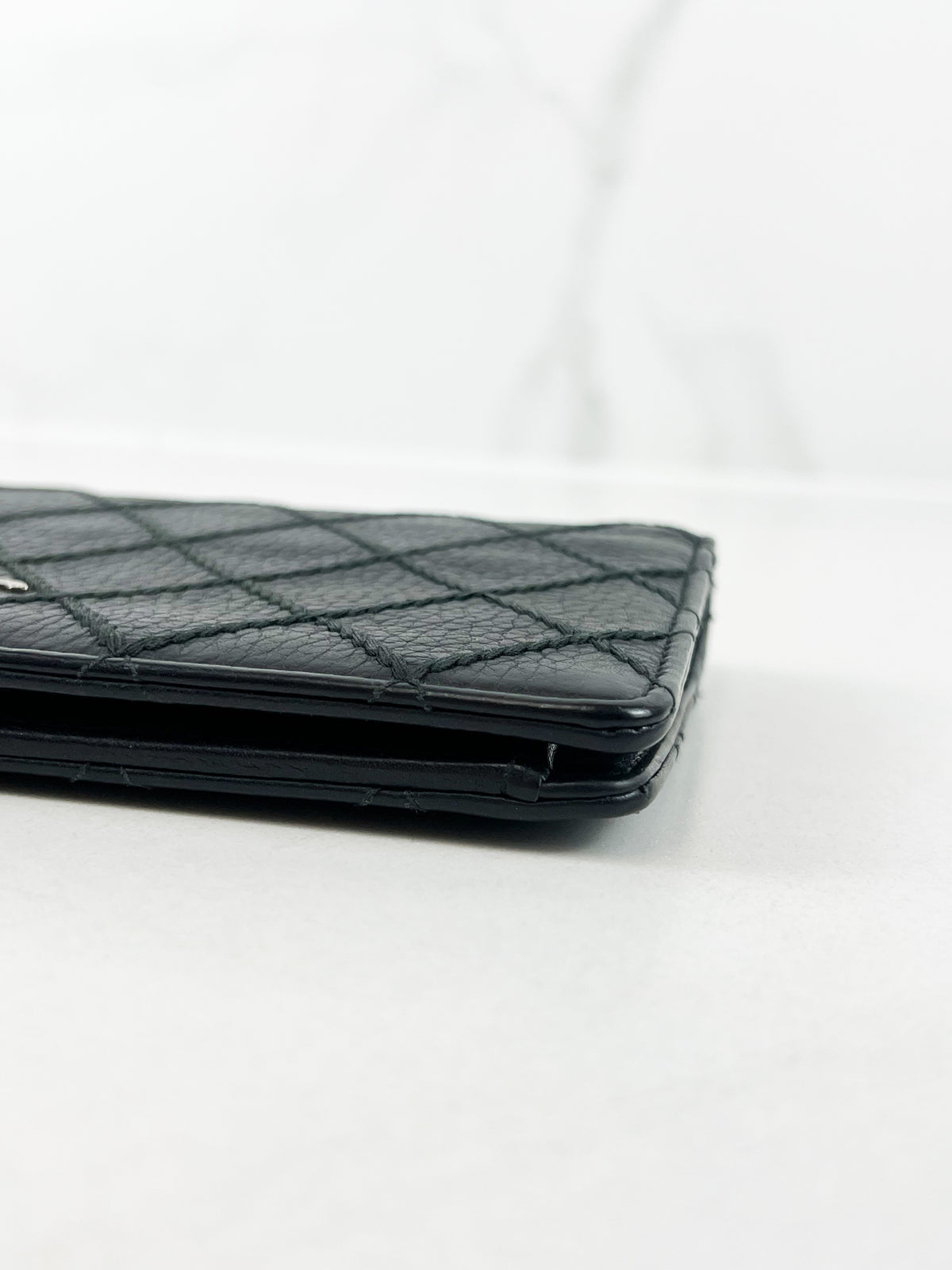 Chanel CC Black Aged Calfskin Flap Wallet SHW
