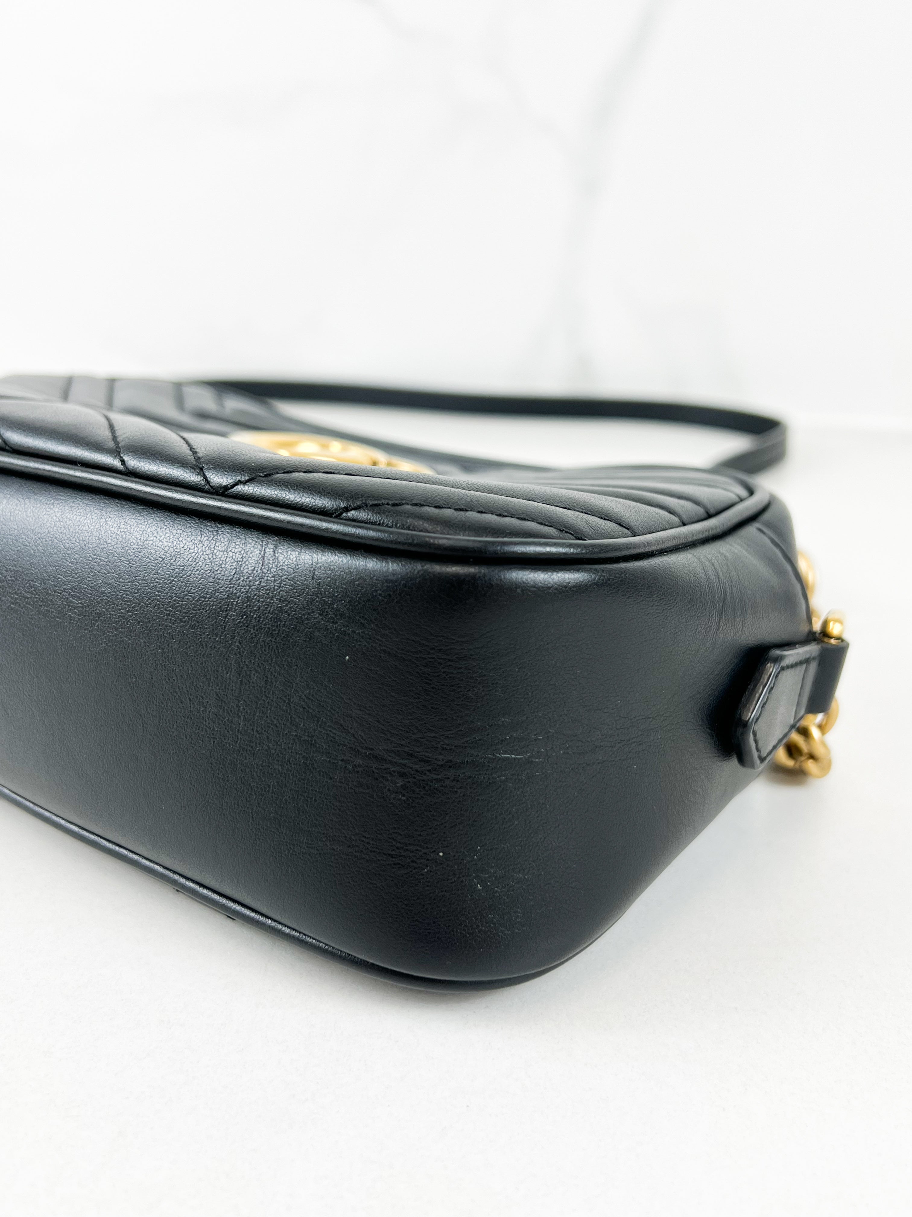 Gucci Black GG Small Marmont Shoulder Bag