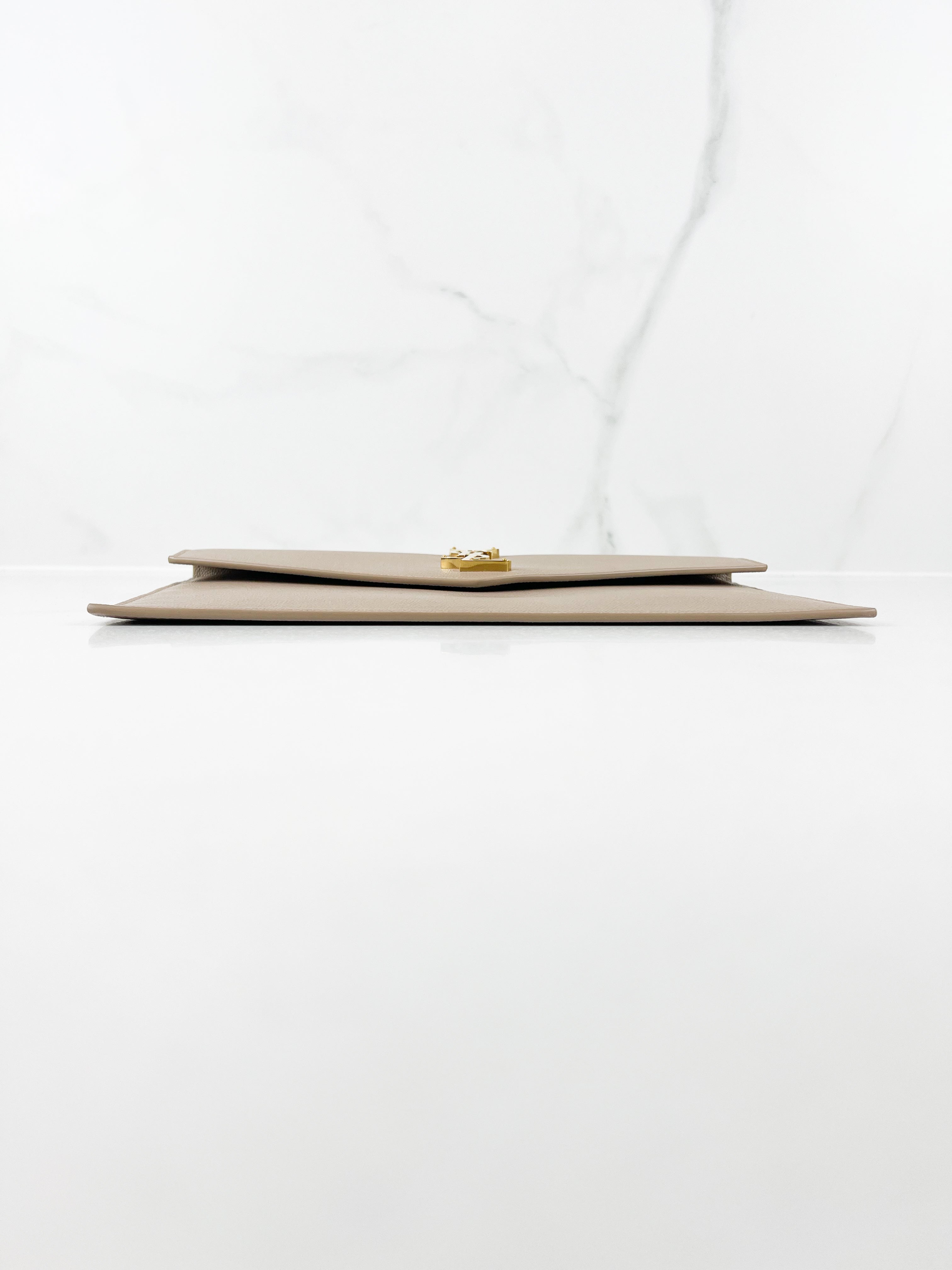 Saint Laurent Beige Uptown Envelope Clutch