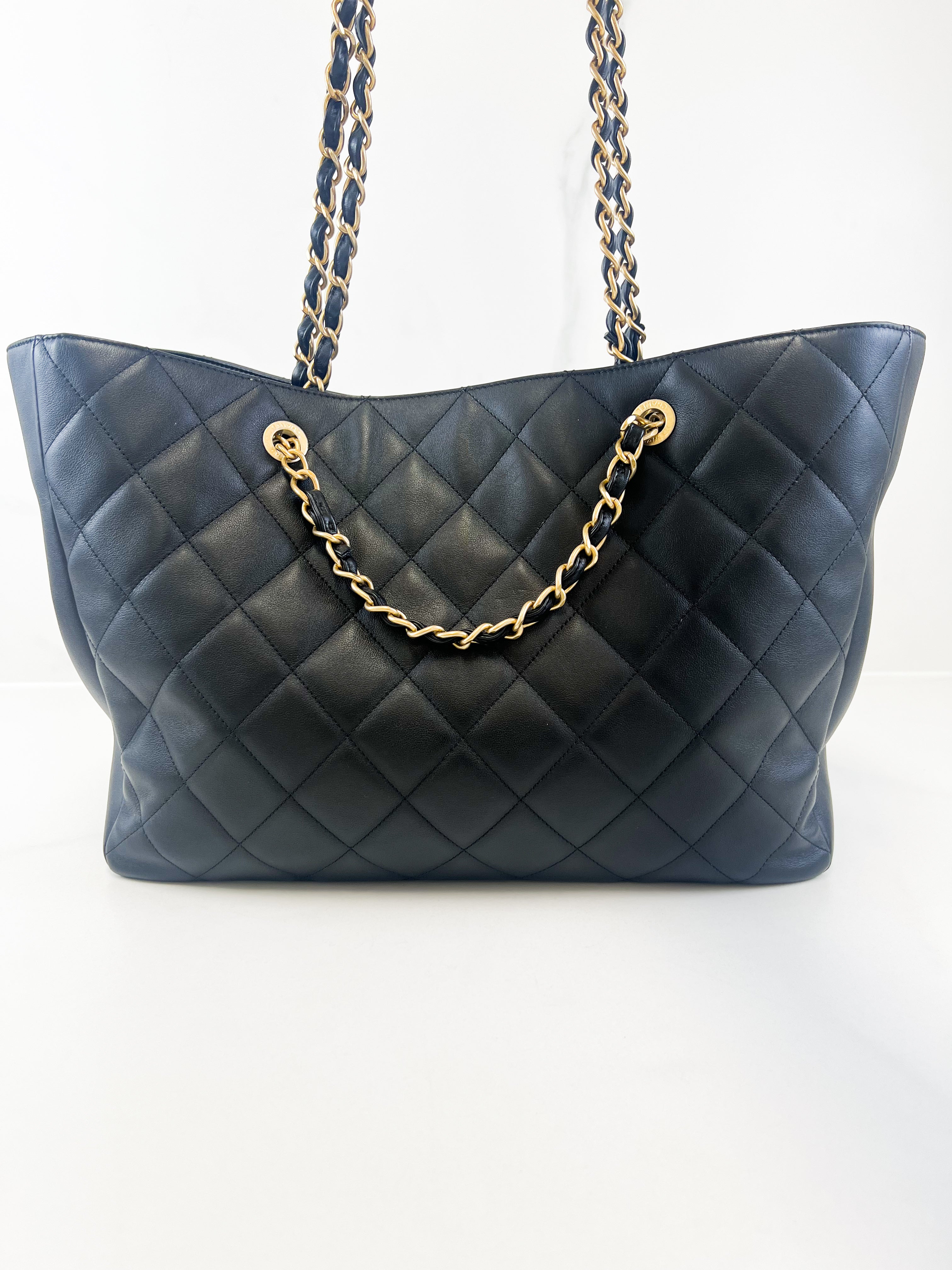 Chanel CC Black Calfskin Shopping Tote GHW