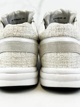 Chanel CC Tweed White/Silver Iridescent Sneaker Size 40