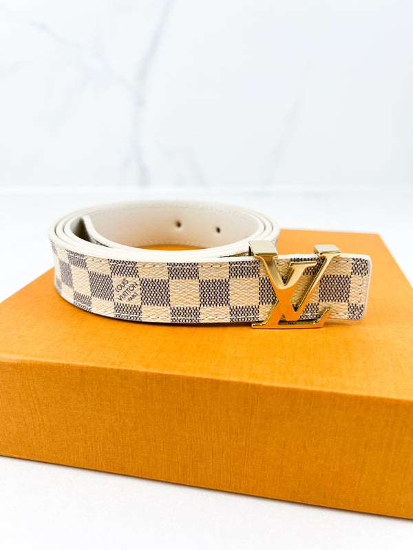 Louis Vuitton Damier Azur Initials 20mm Belt with GHW