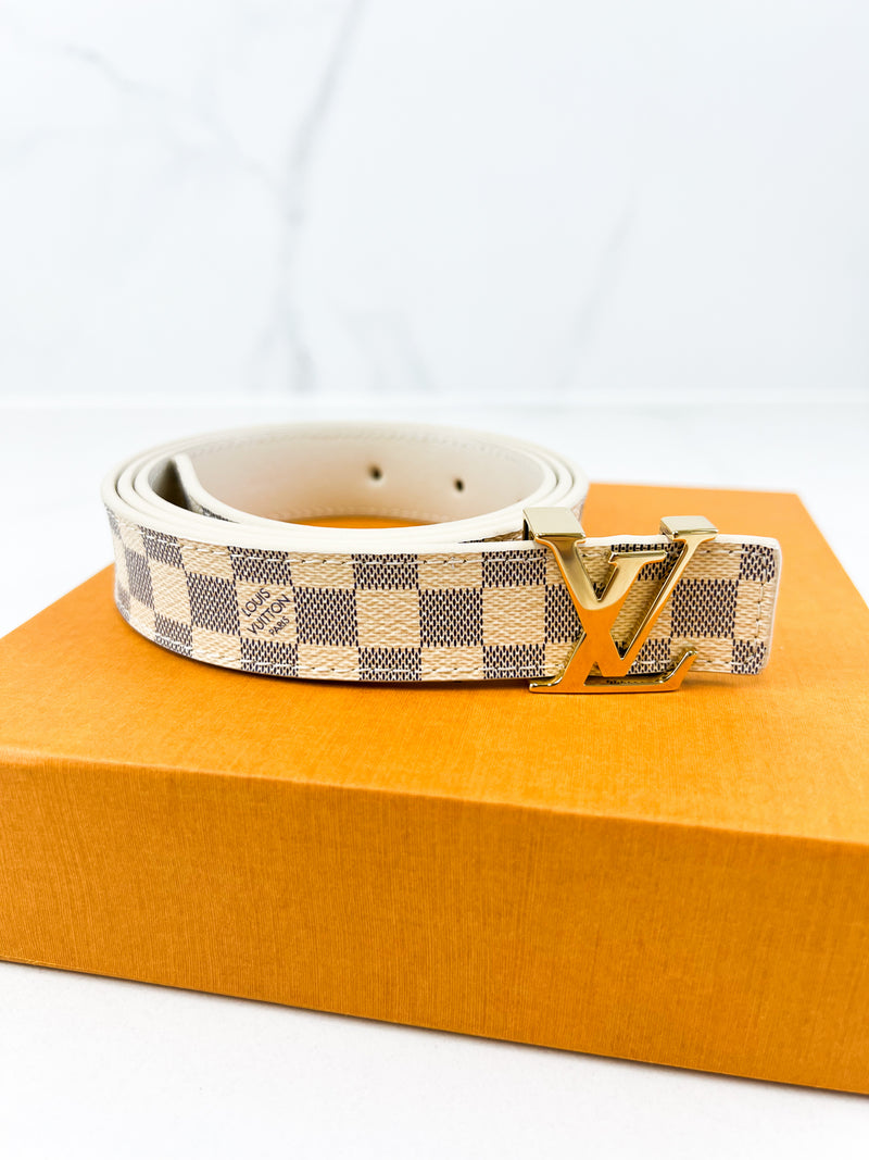 Louis Vuitton Damier Azur Initials 20mm Belt with GHW