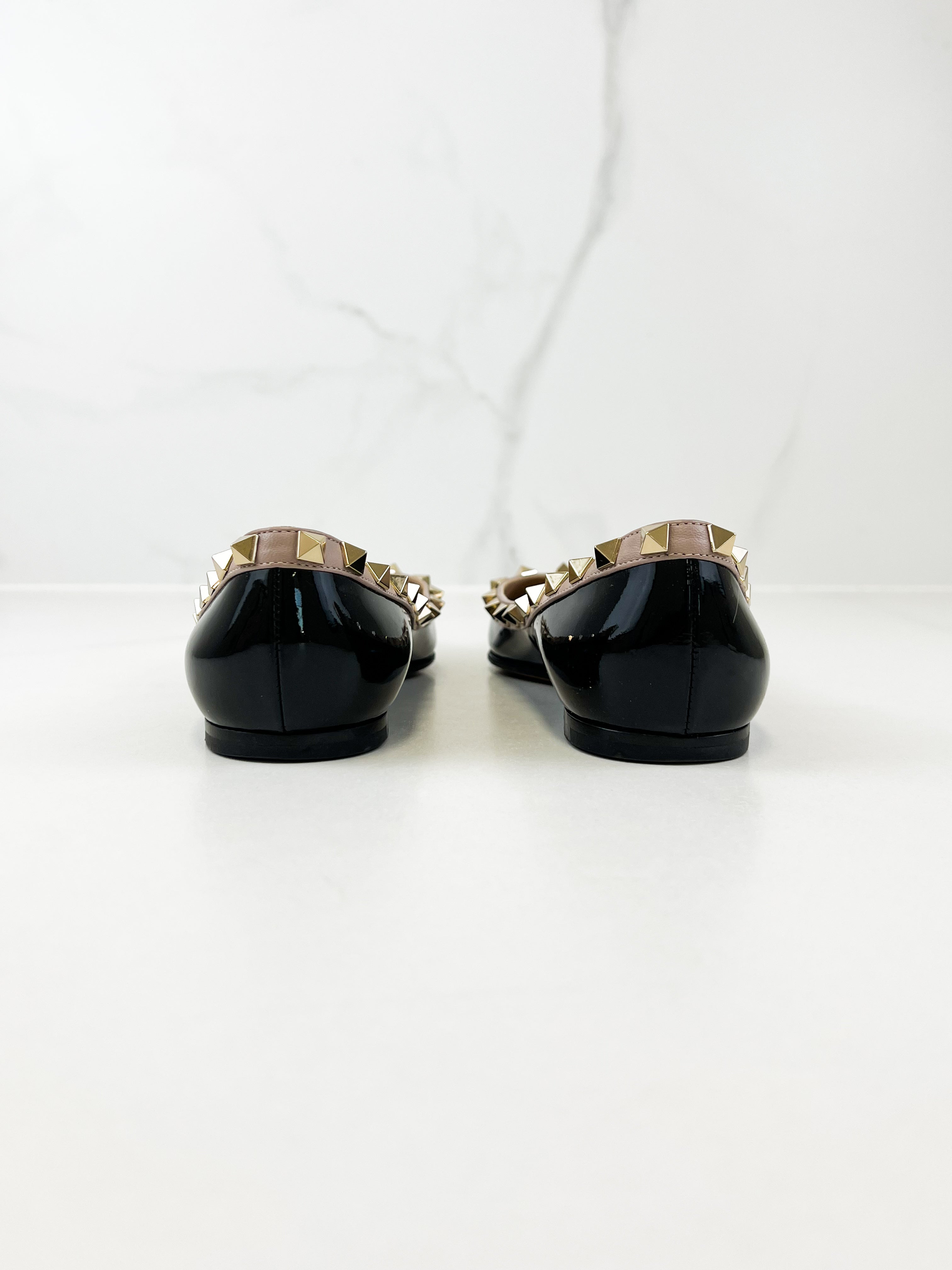 Valentino Garavani Rockstud Black Ballet Flat Size 35