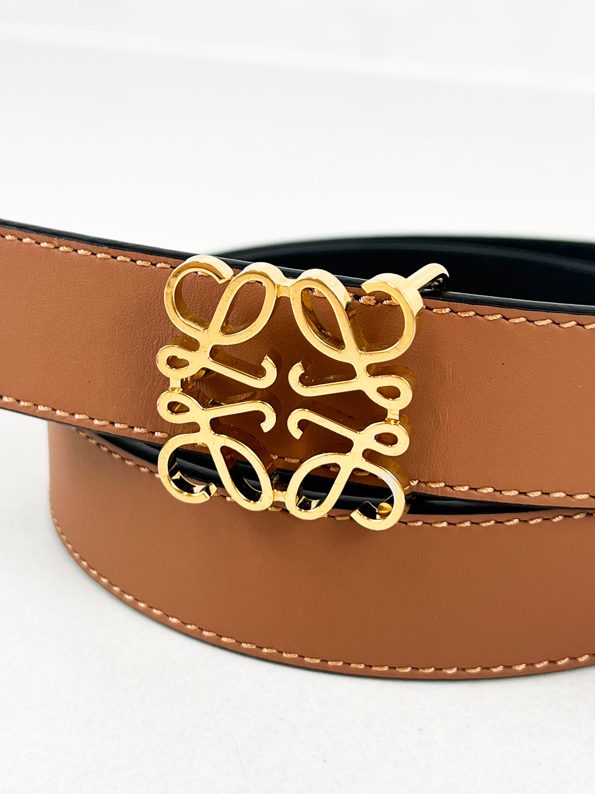 Loewe Reversible Anagram Belt 30mm in Smooth Calfskin with GHW Size 80