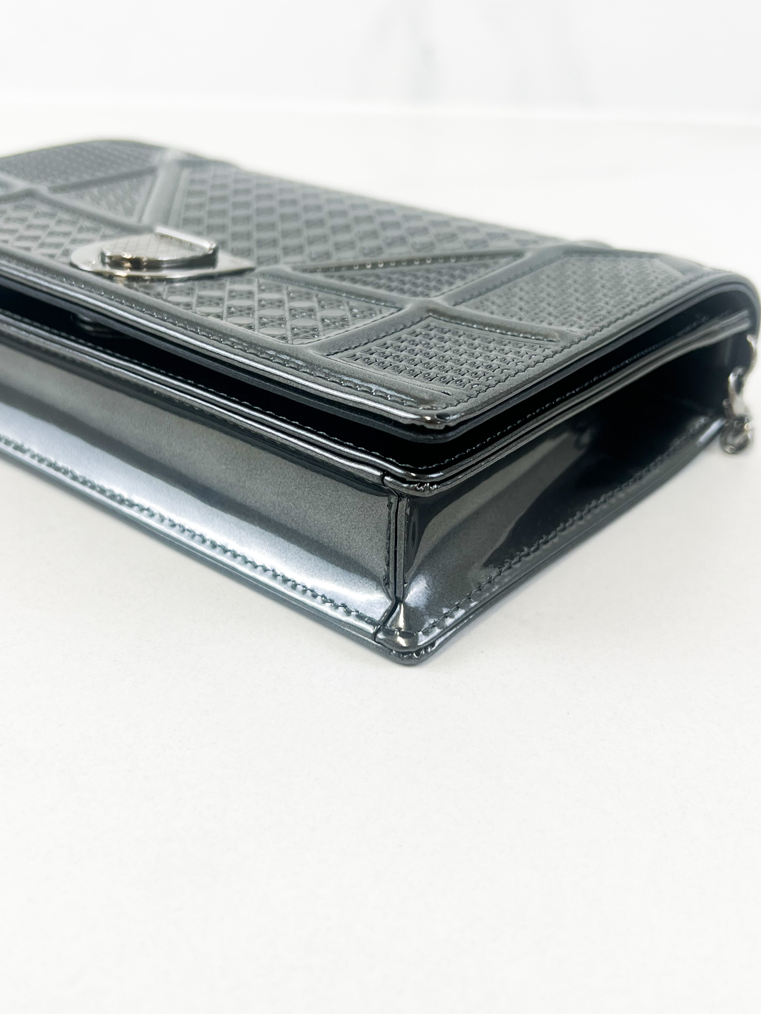 Christian Dior Patent Grey Diorama WOC