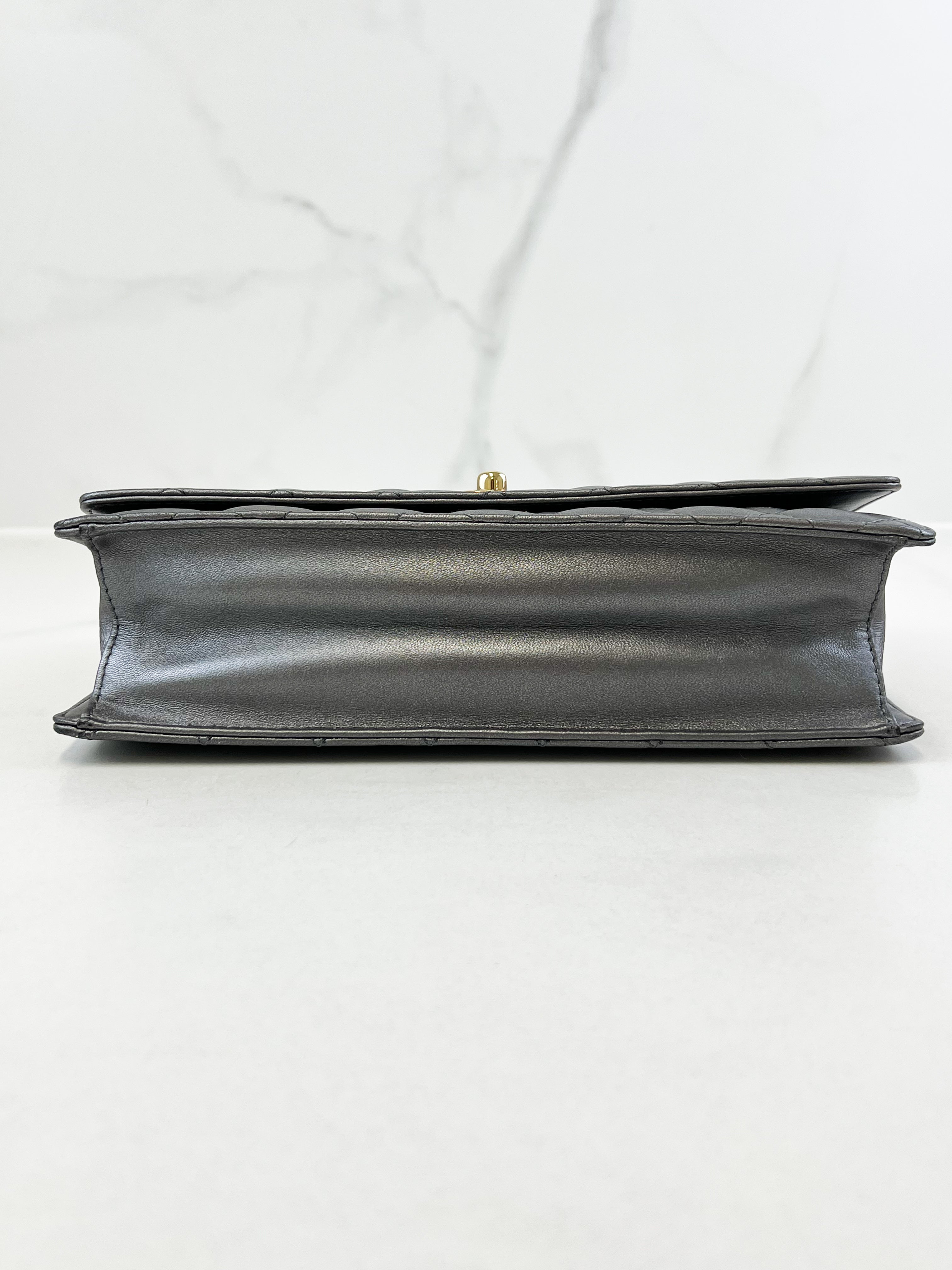 Chanel Silver Calfskin Large Shoulder Bag