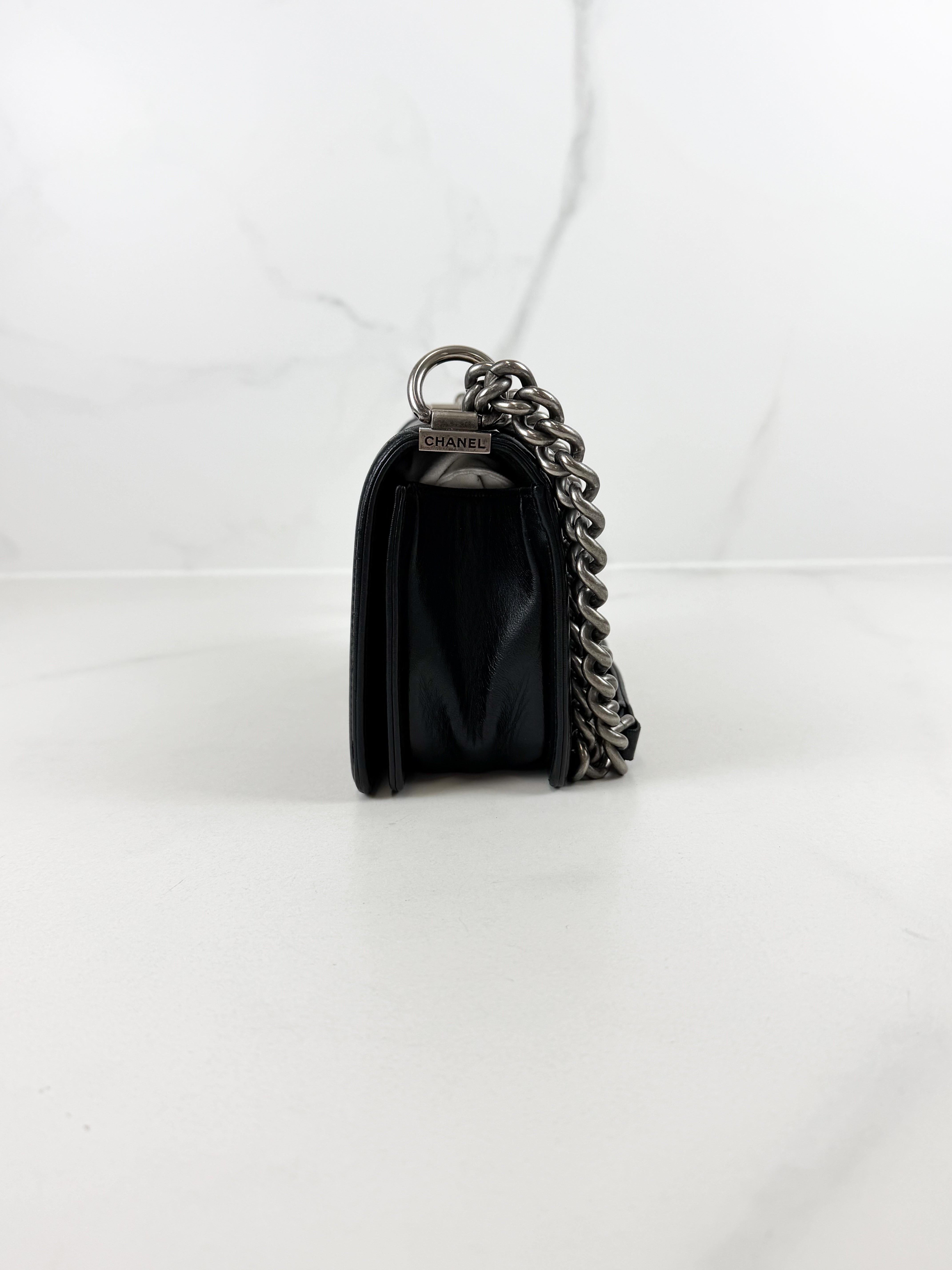 Chanel Small Lambskin Boy Bag with Ruthenium Hardware