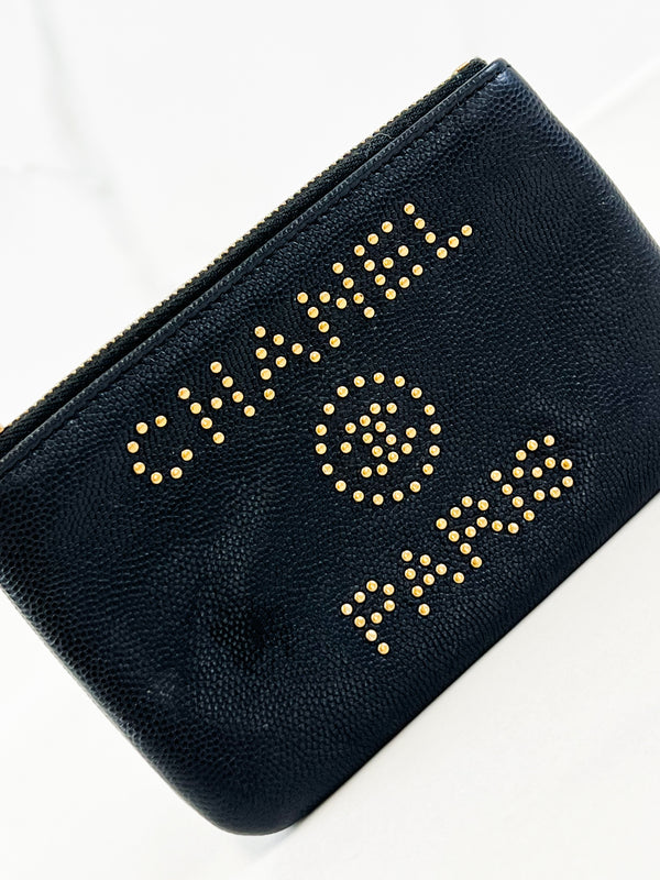 Chanel Leather Black CC Zip Coin Pouch