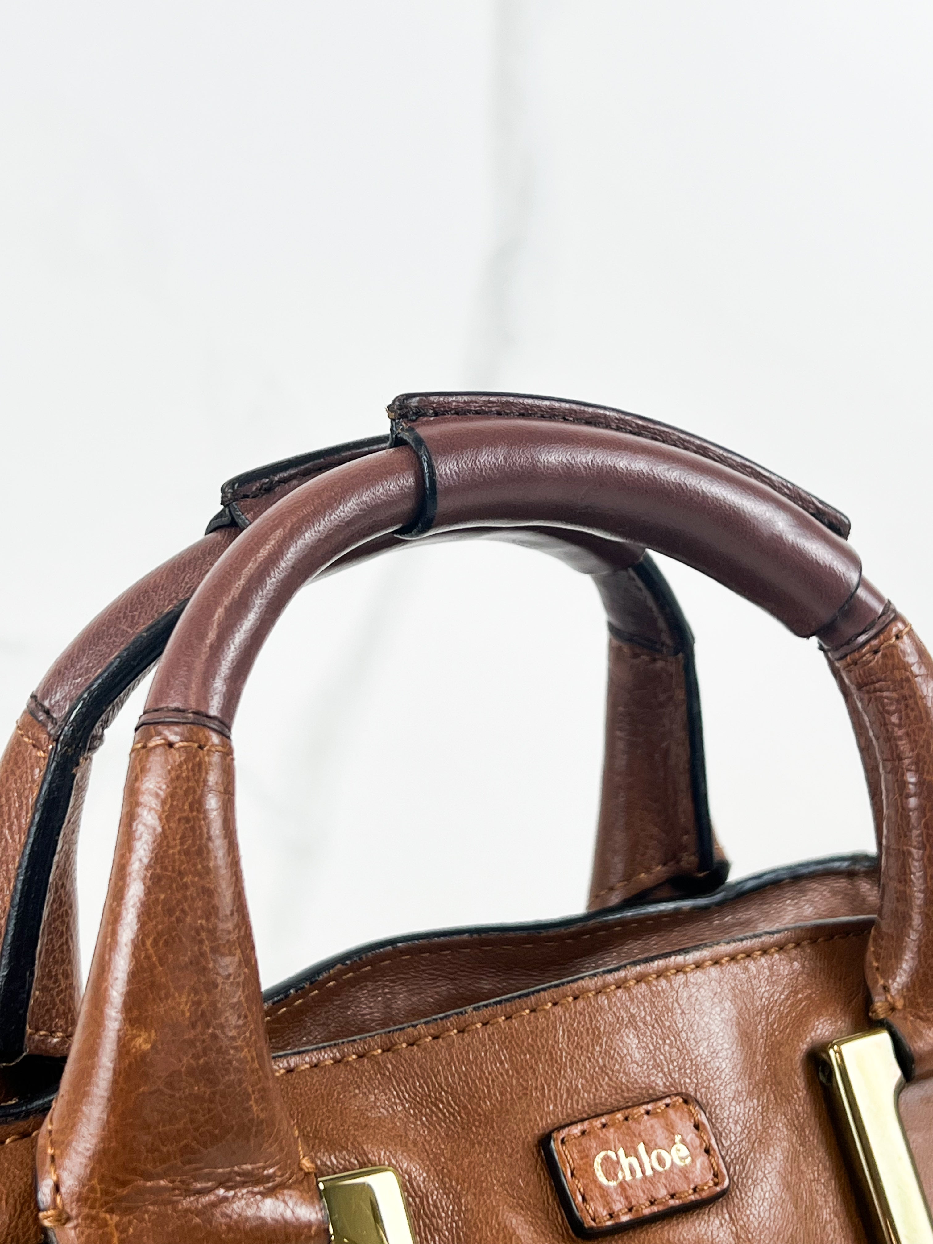 Chloe Vintage Brown Leather Ethel Satchel Bag