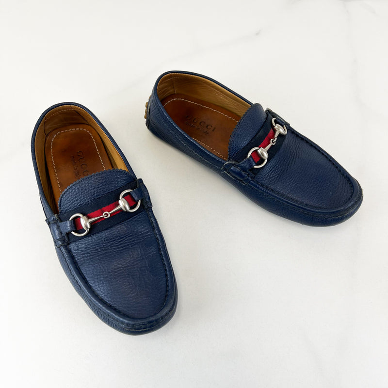 Gucci Navy Blue Leather Horsebit Loafer