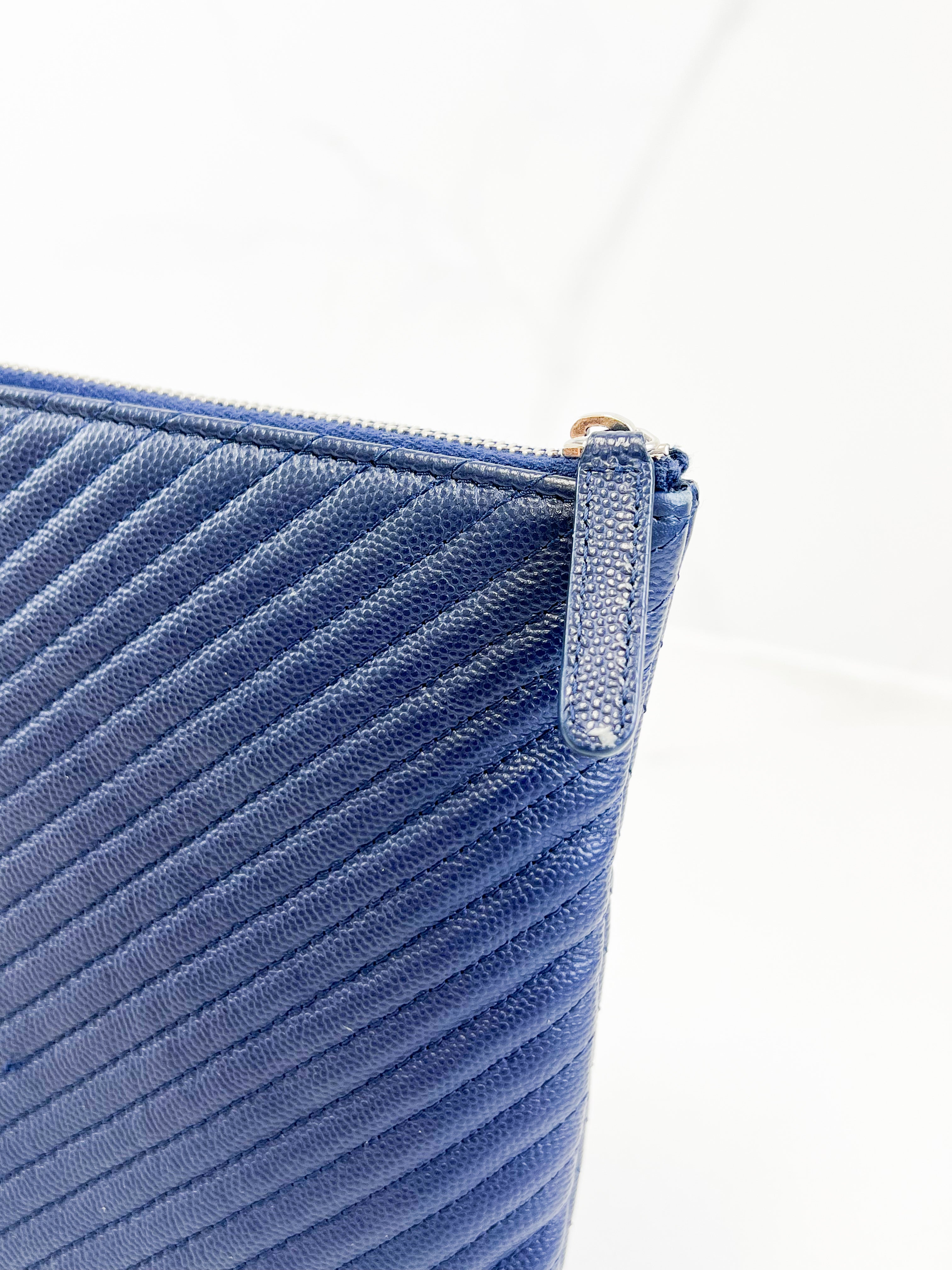 Chanel Large O Case Clutch in Navy Caviar
