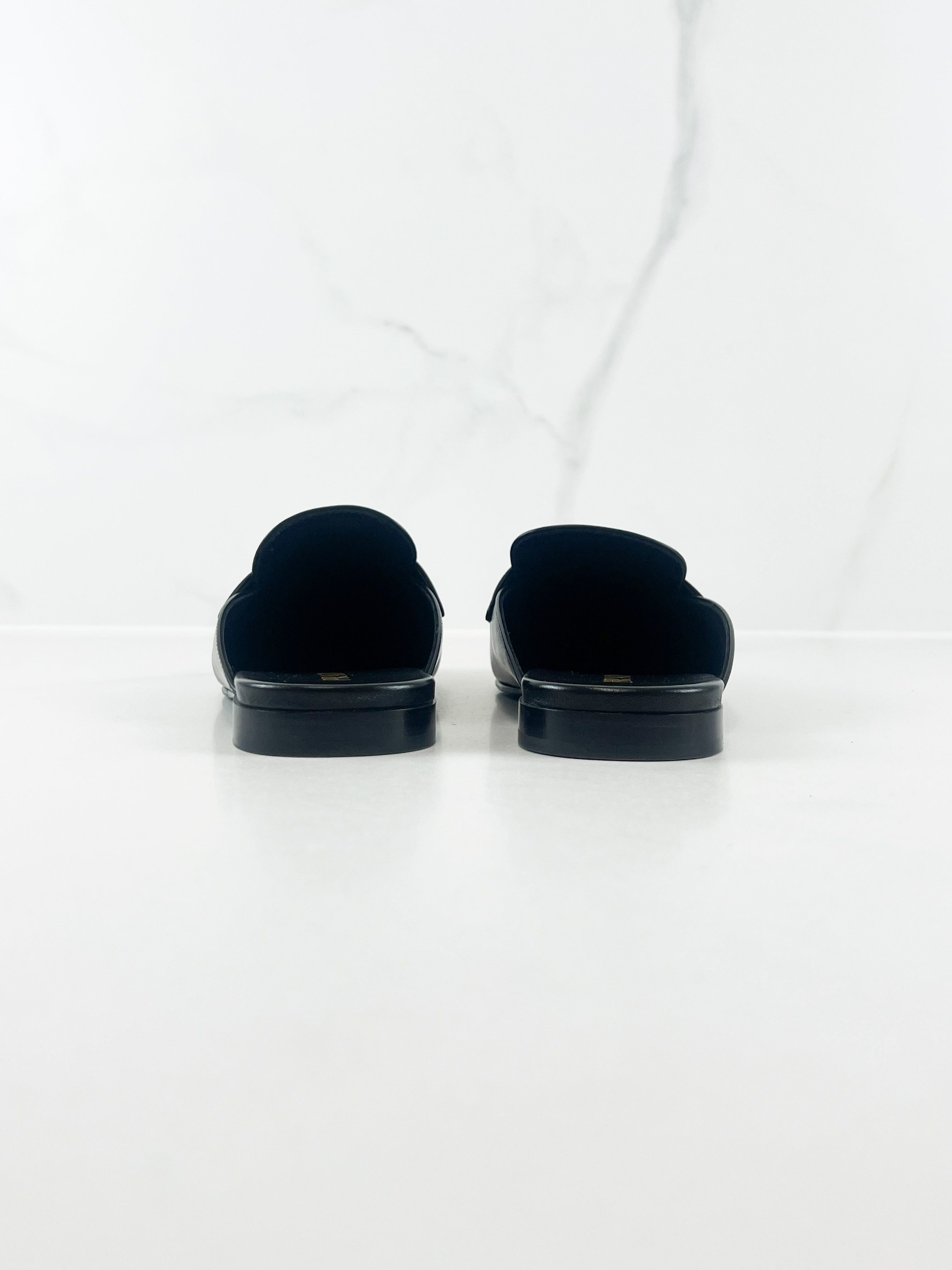 Prada Black Brushed leather Mules Size 37.5