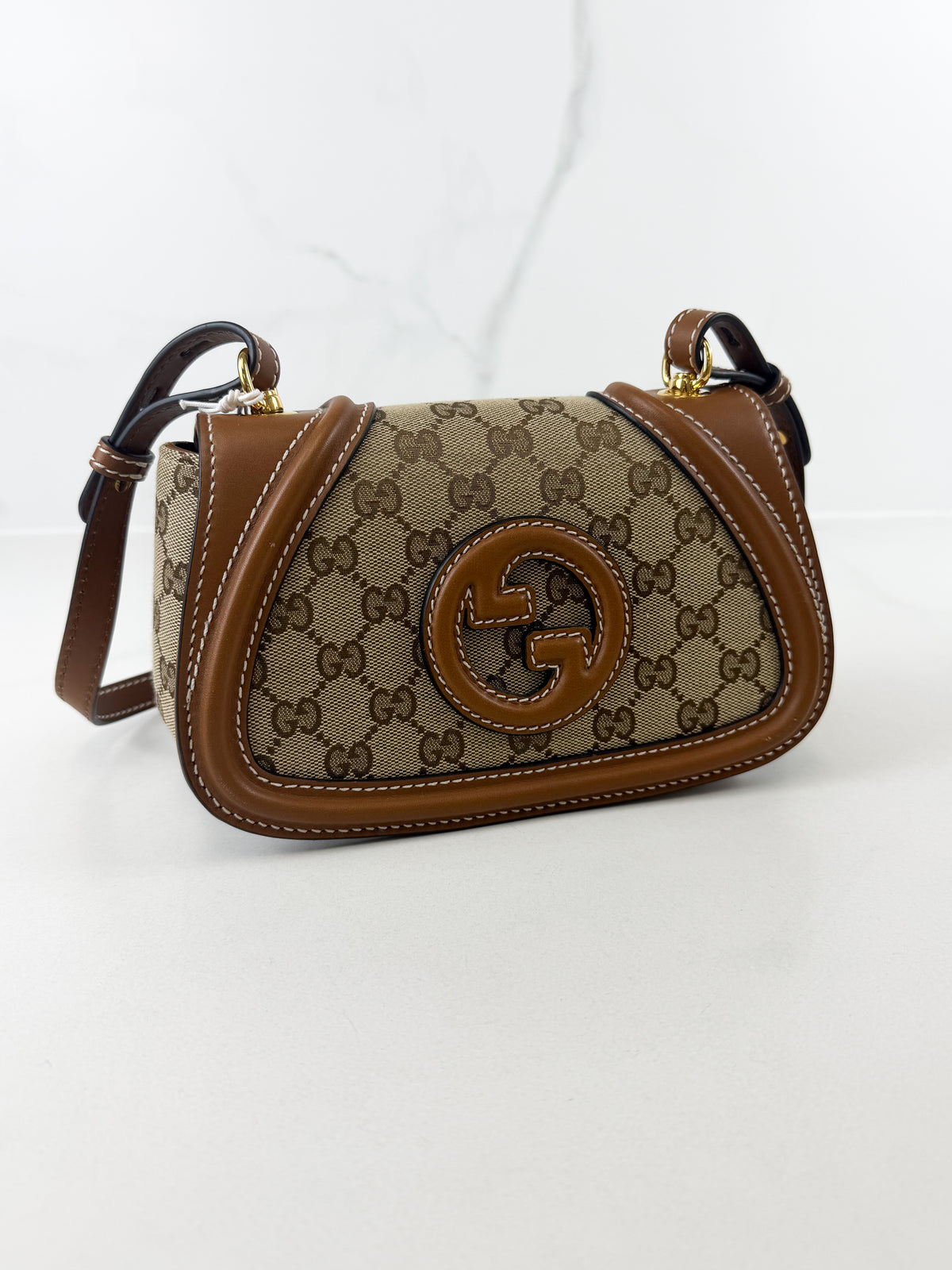 Gucci Blondie Small Shoulder Bag In Beige Coated Canvas
