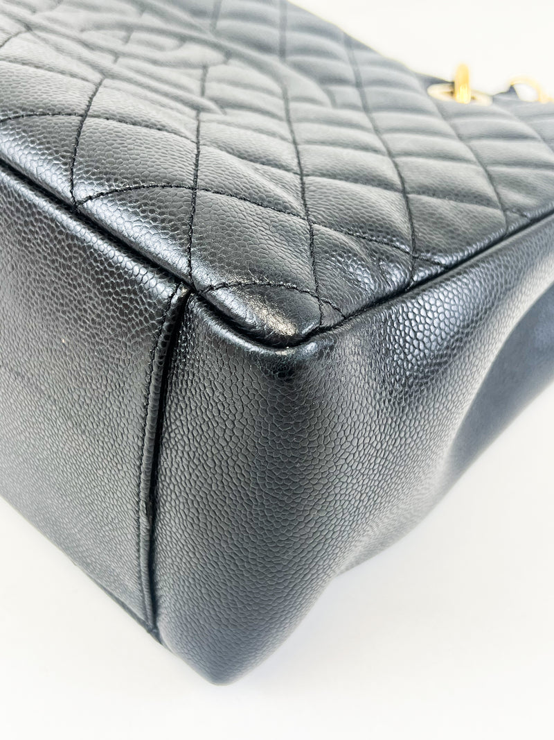 Chanel Black Caviar CC Logo Embossed GST Tote