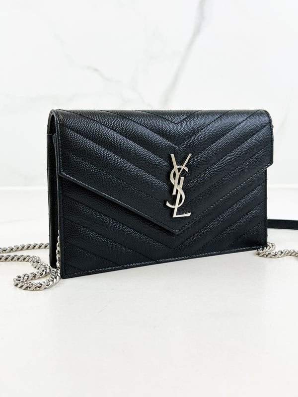 Saint Laurent Black Cassandre Envelope WOC SHW