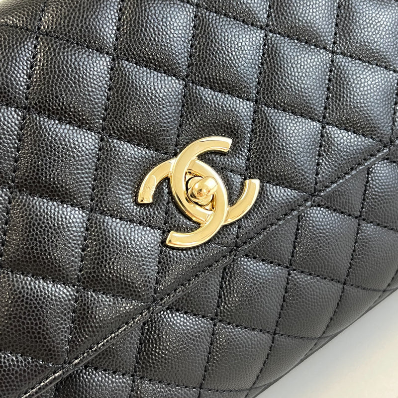 Chanel Medium Top Handle Coco in Black Caviar with Champagne Hardware