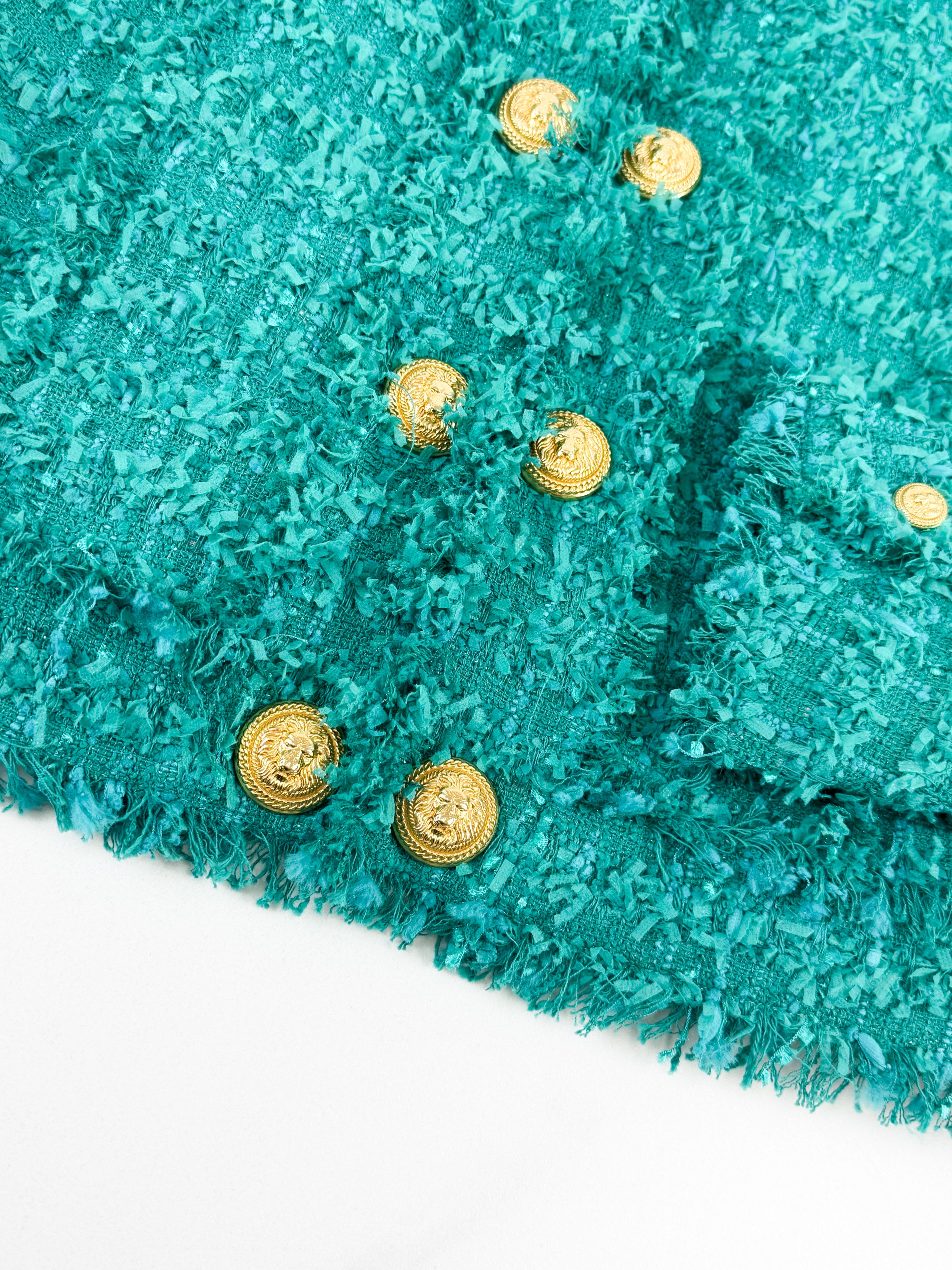 Balmain Teal Button Embellished Set Size 42