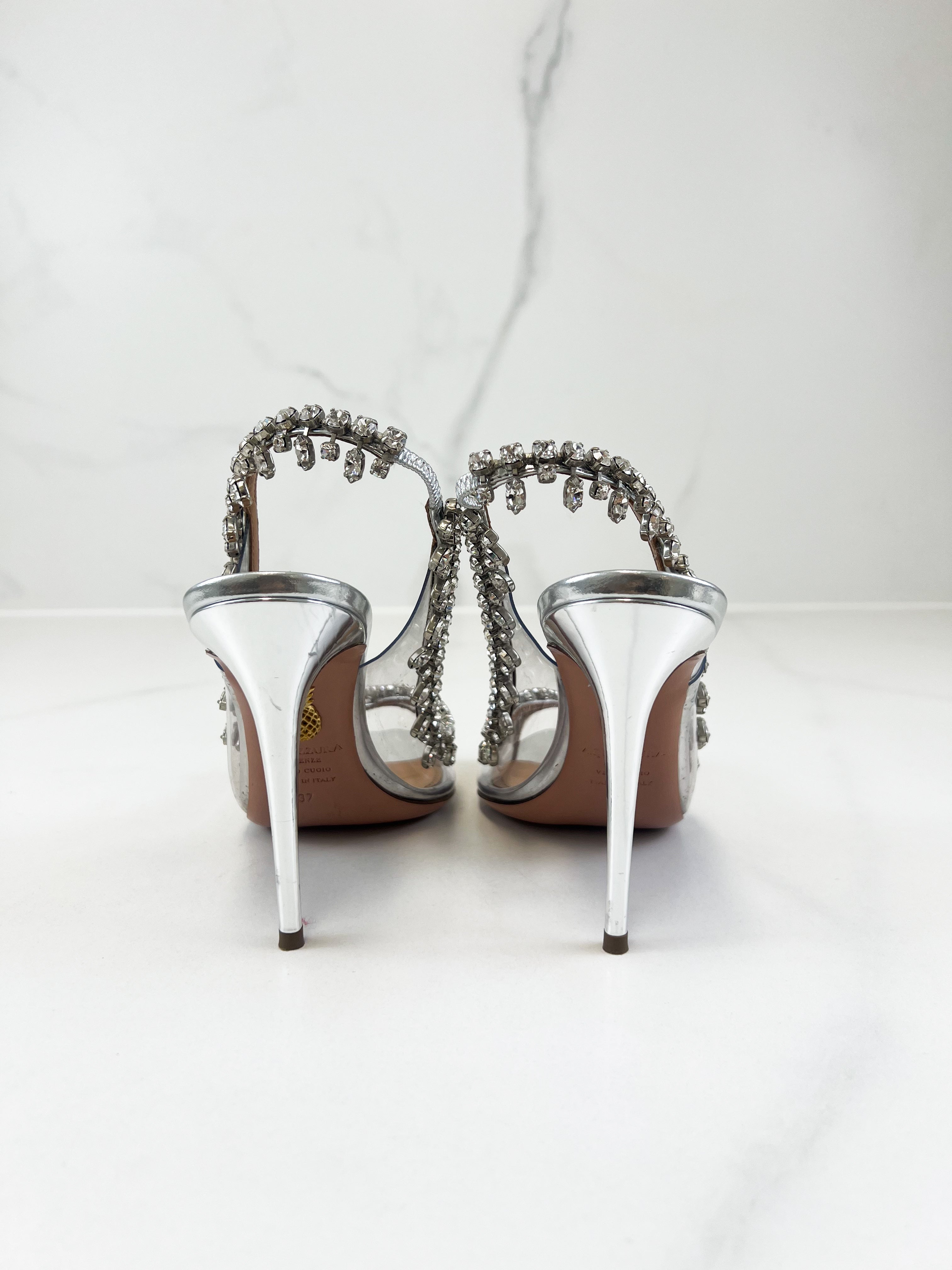 Aquazzura Temptation Crystal Sandal 100 Heel Size 37