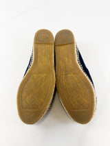 Chanel CC Logo Navy Wool Espadrille Size 39