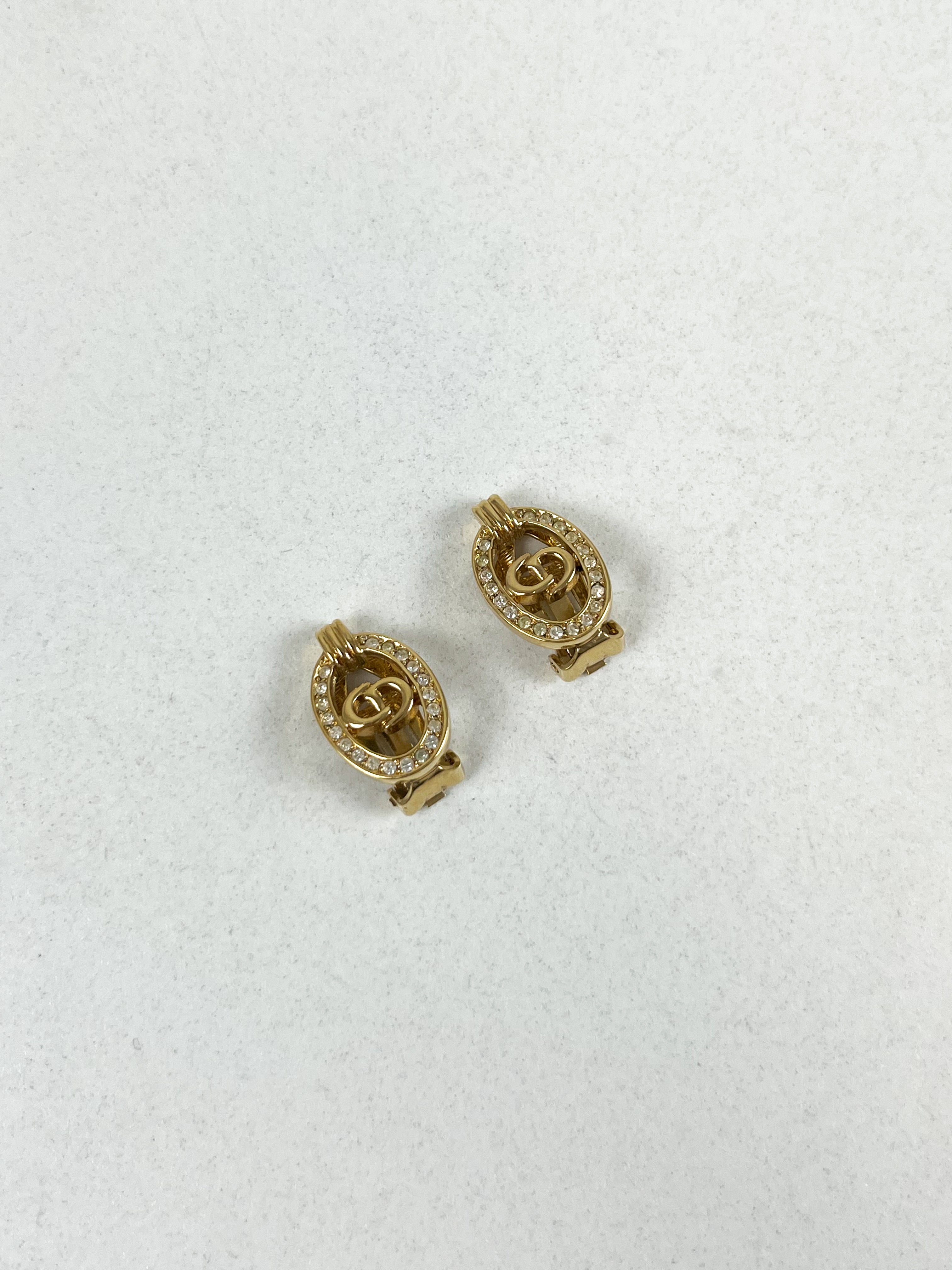 Christian Dior CD Logo Clip Earrings in Gold