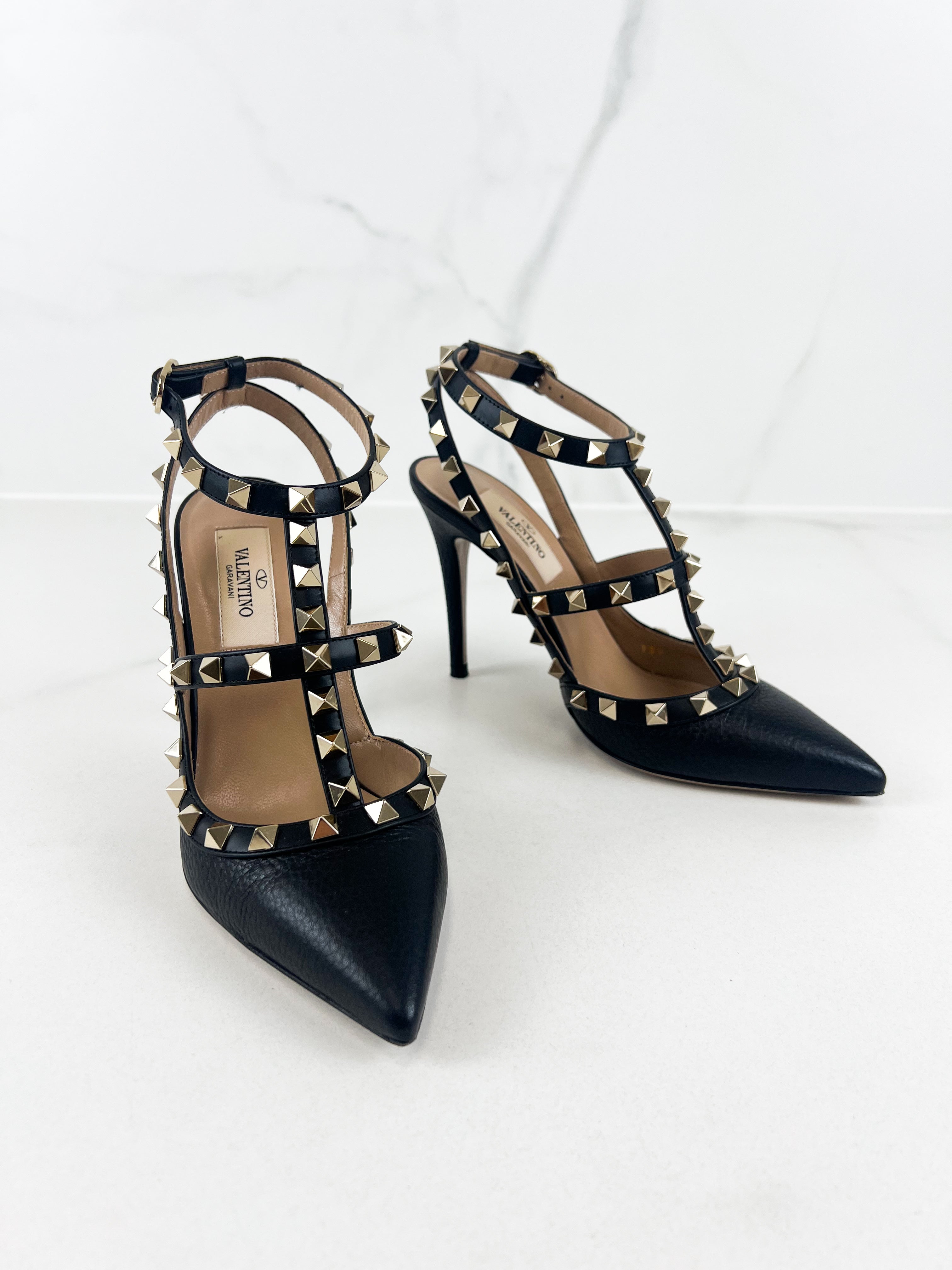 Valentino Caged Black Rockstud Pumps Size 35