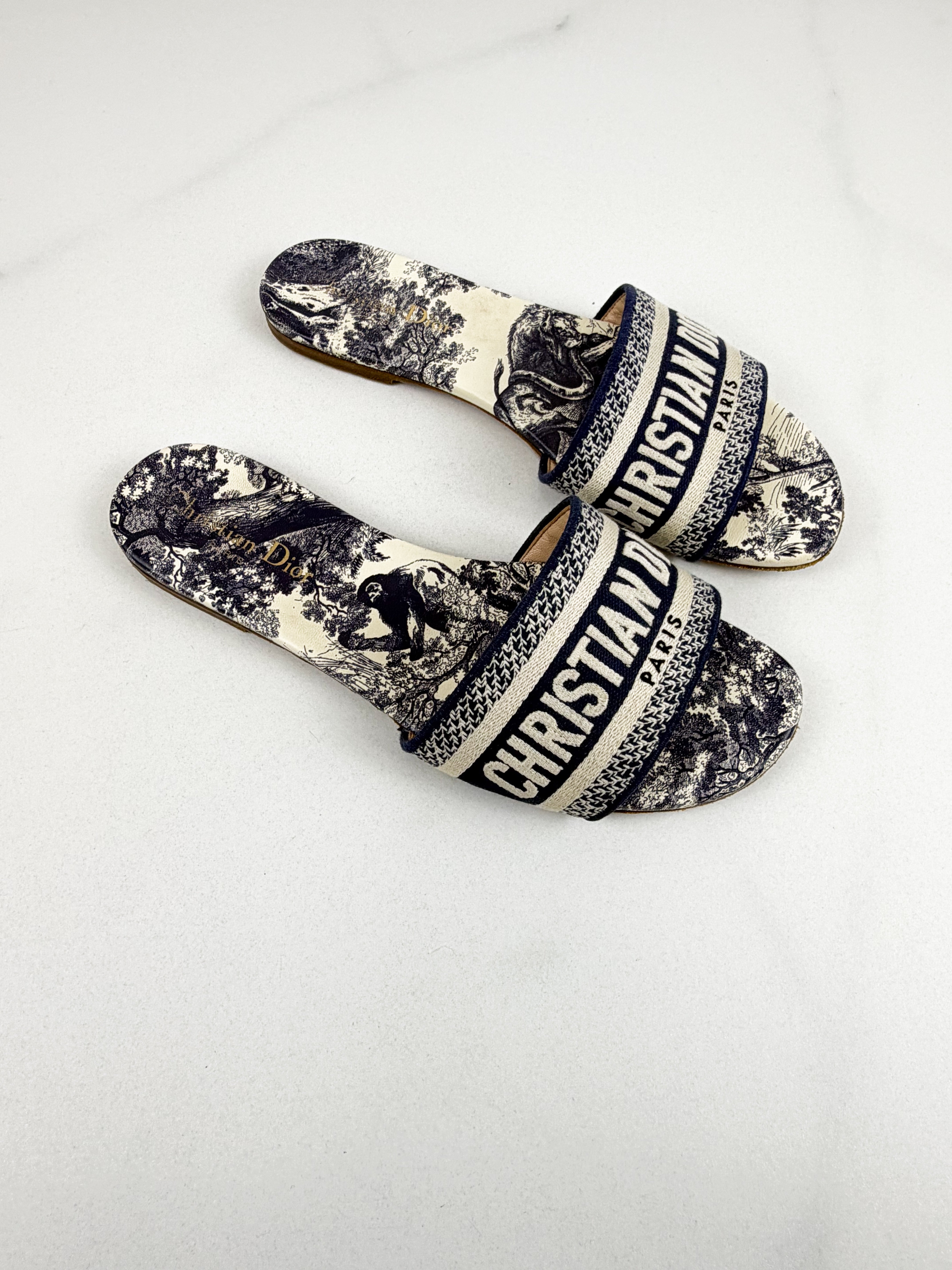 Christian Dior Navy Dway Slides Size 39