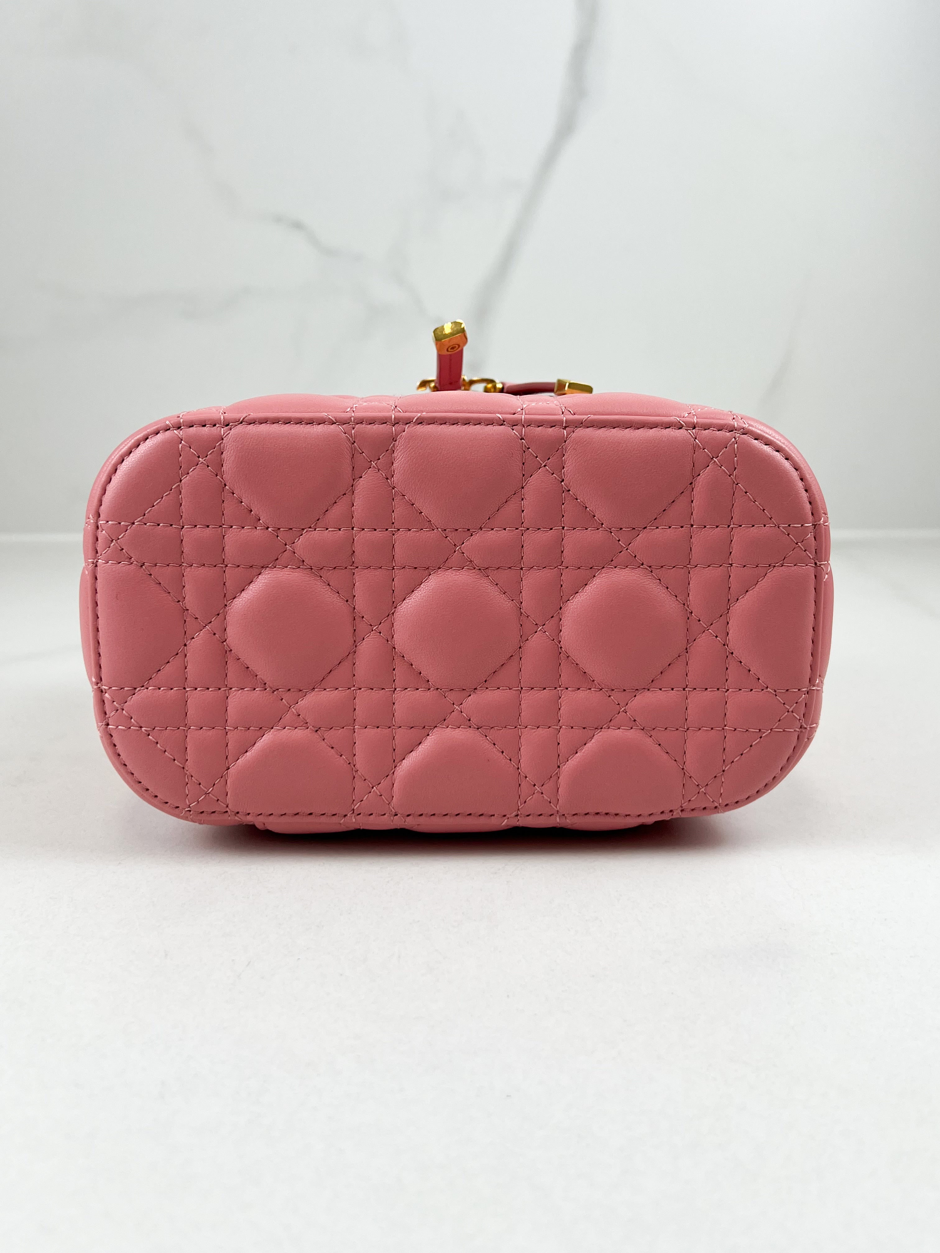 Christian Dior Travel Vanity Case in Pink Cannage Lambskin
