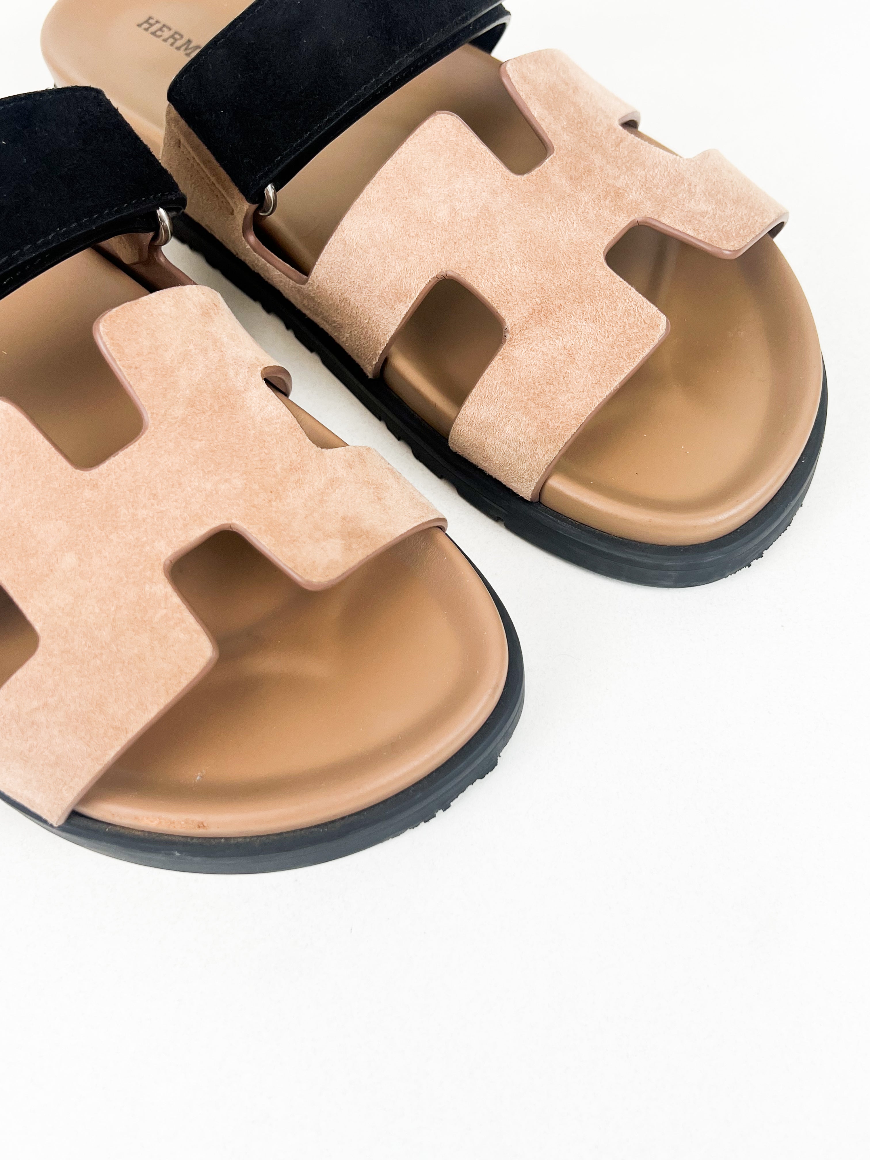 Hermes Chypre Sandals in Rose Perle Size 38