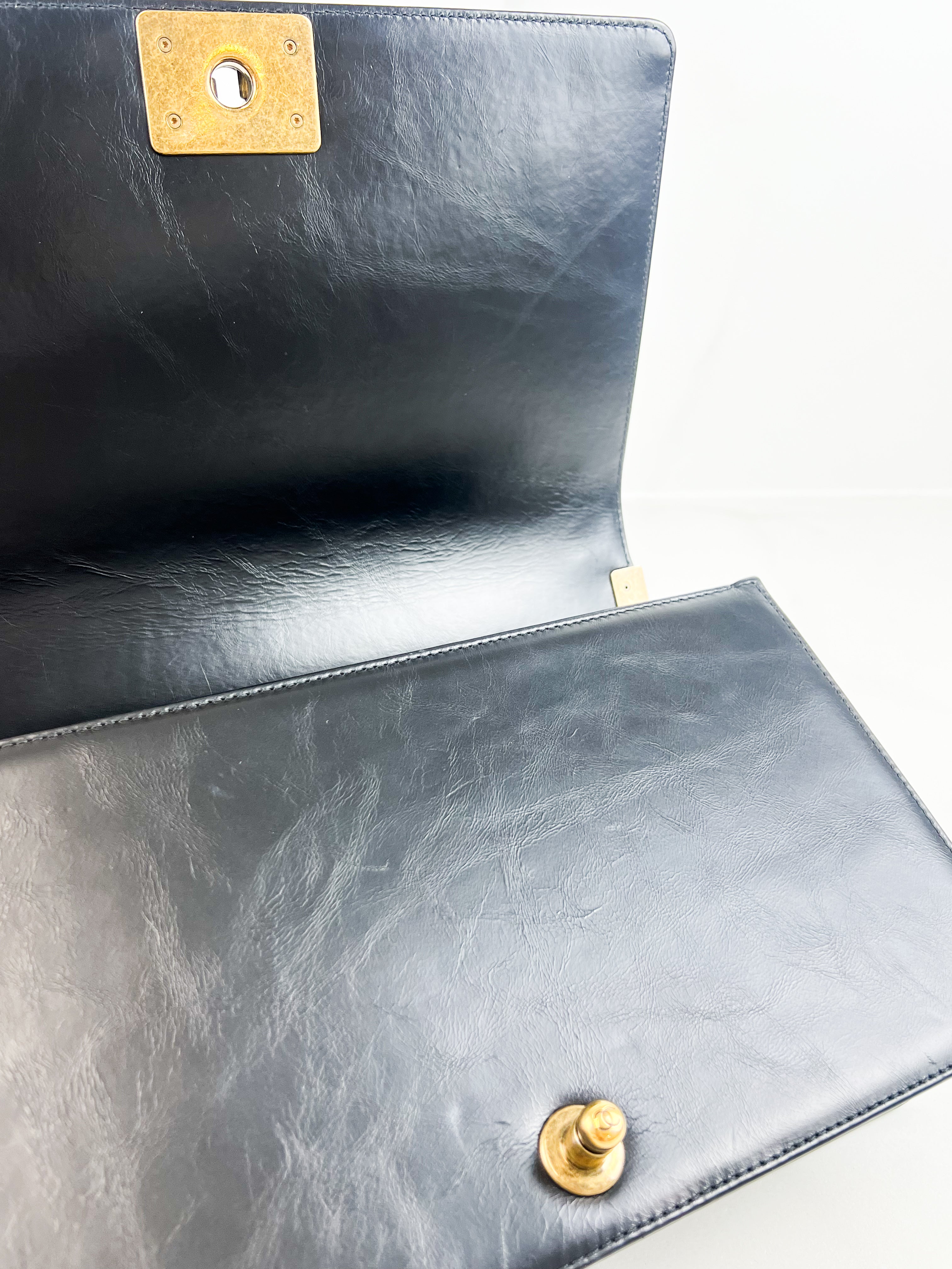 Chanel Limited edition Black New Medium Distressed Calfskin Boy Bag with Antique GHW
