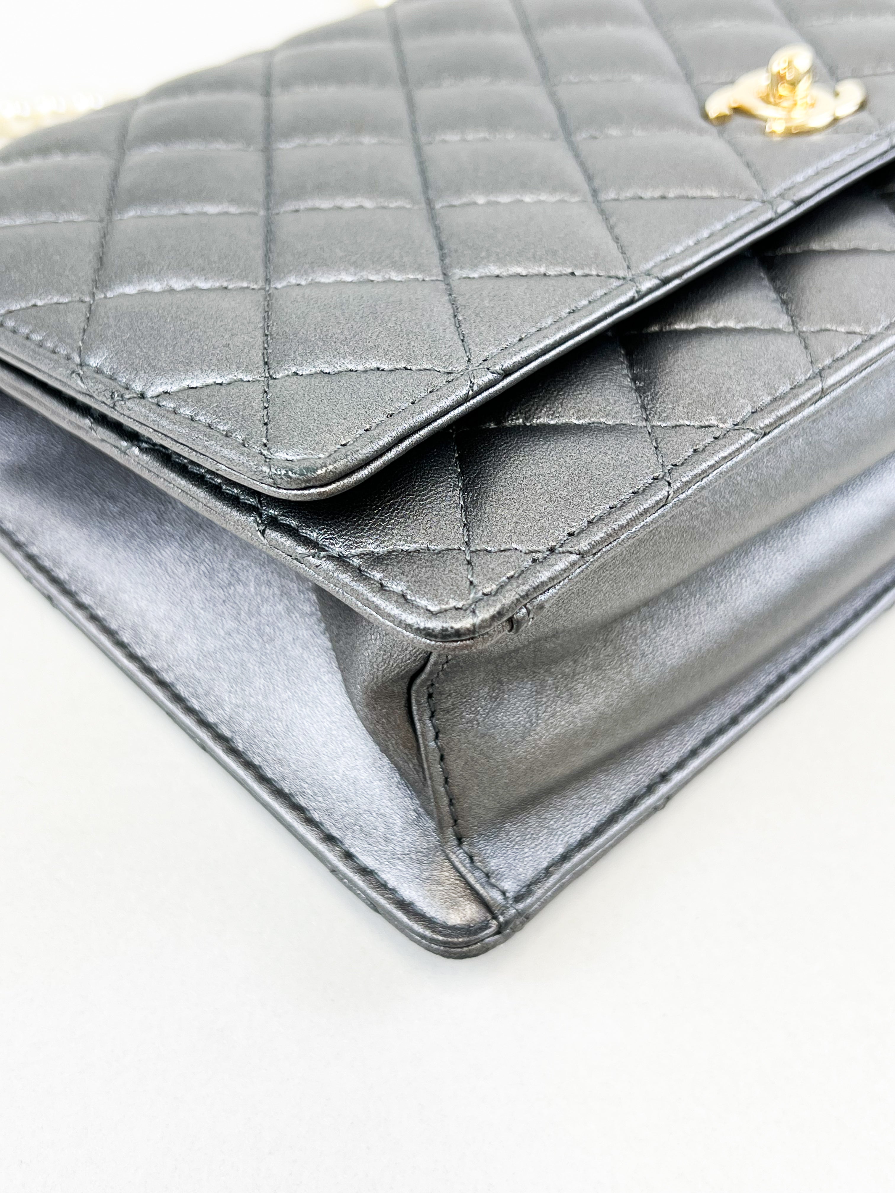 Chanel Silver Calfskin Large Shoulder Bag