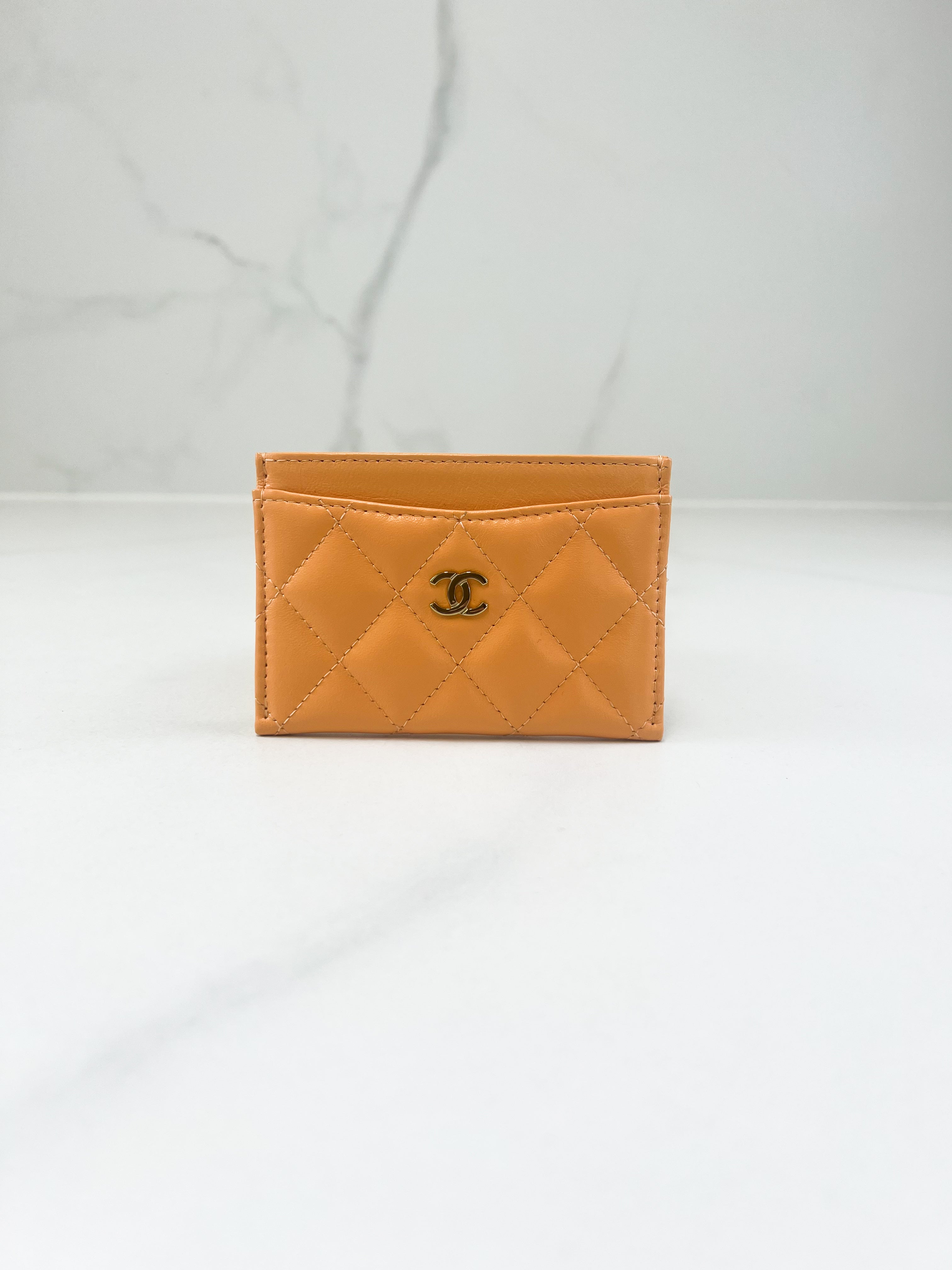 Chanel Lambskin Peach Pink CC Card Holder