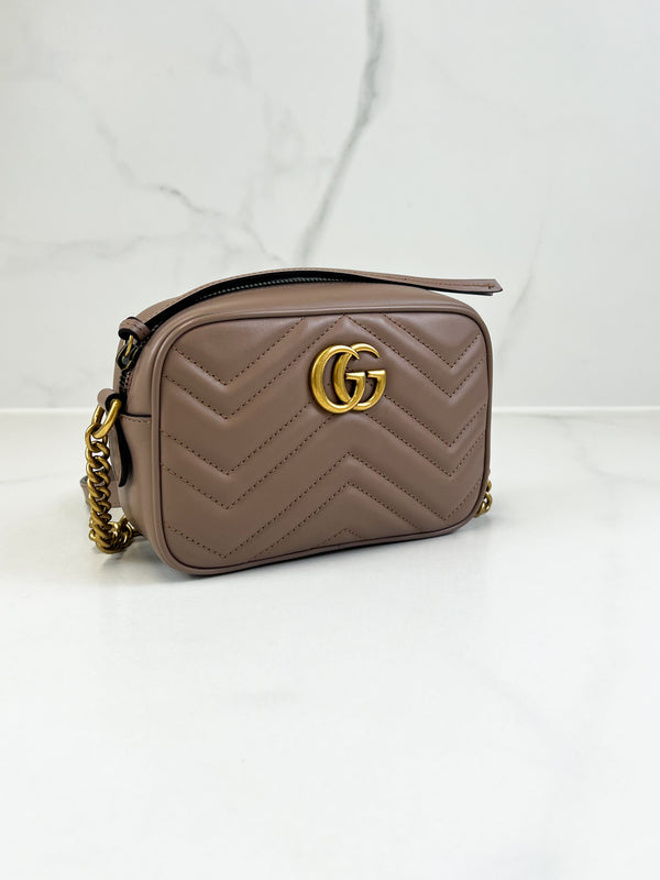Gucci GG Marmont Matelasse Mini Dusty Pink Bag