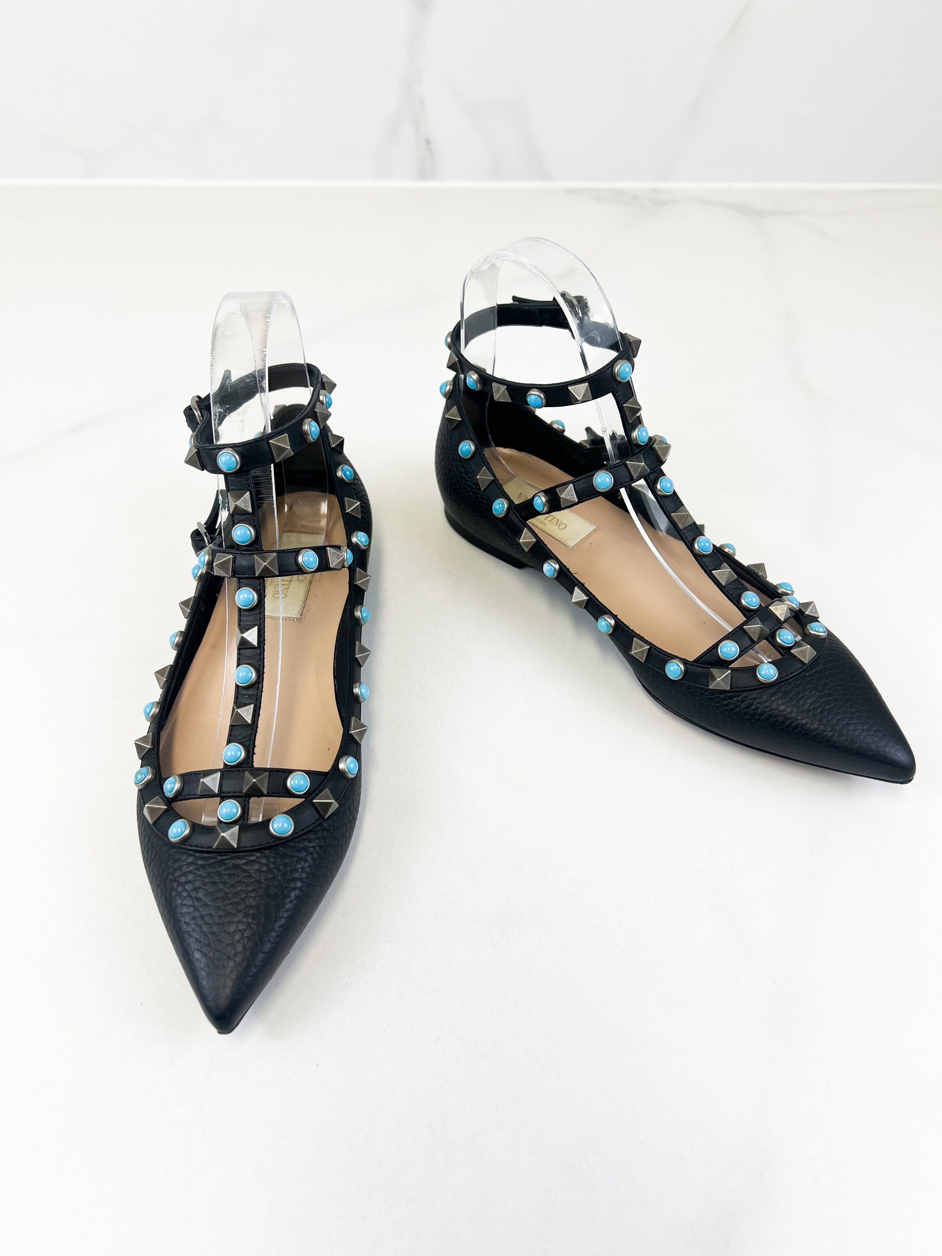 Valentino Garavani Leather Rockstud Ballet Flat Size 35.5