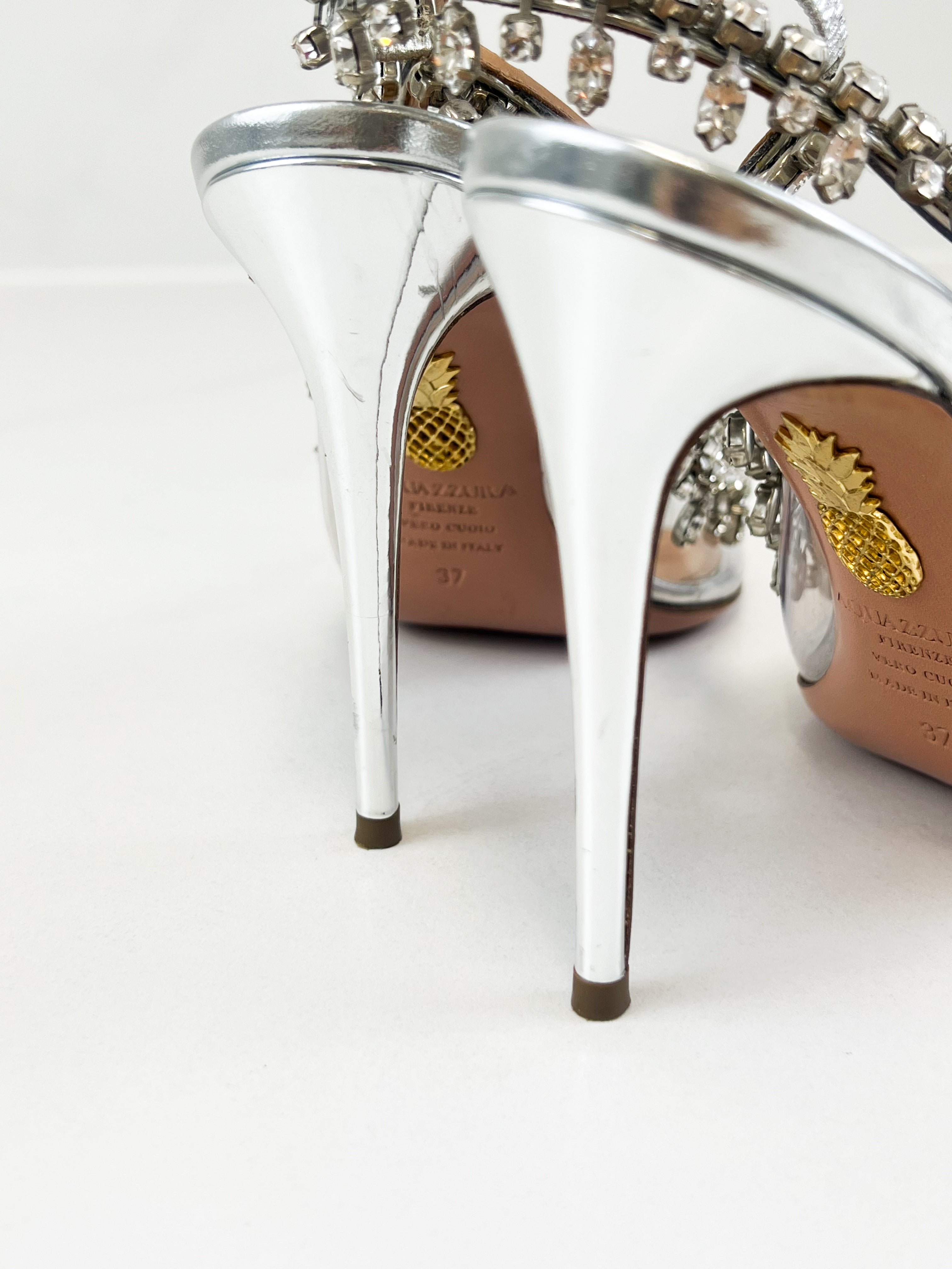 Aquazzura Temptation Crystal Sandal 100 Heel Size 37