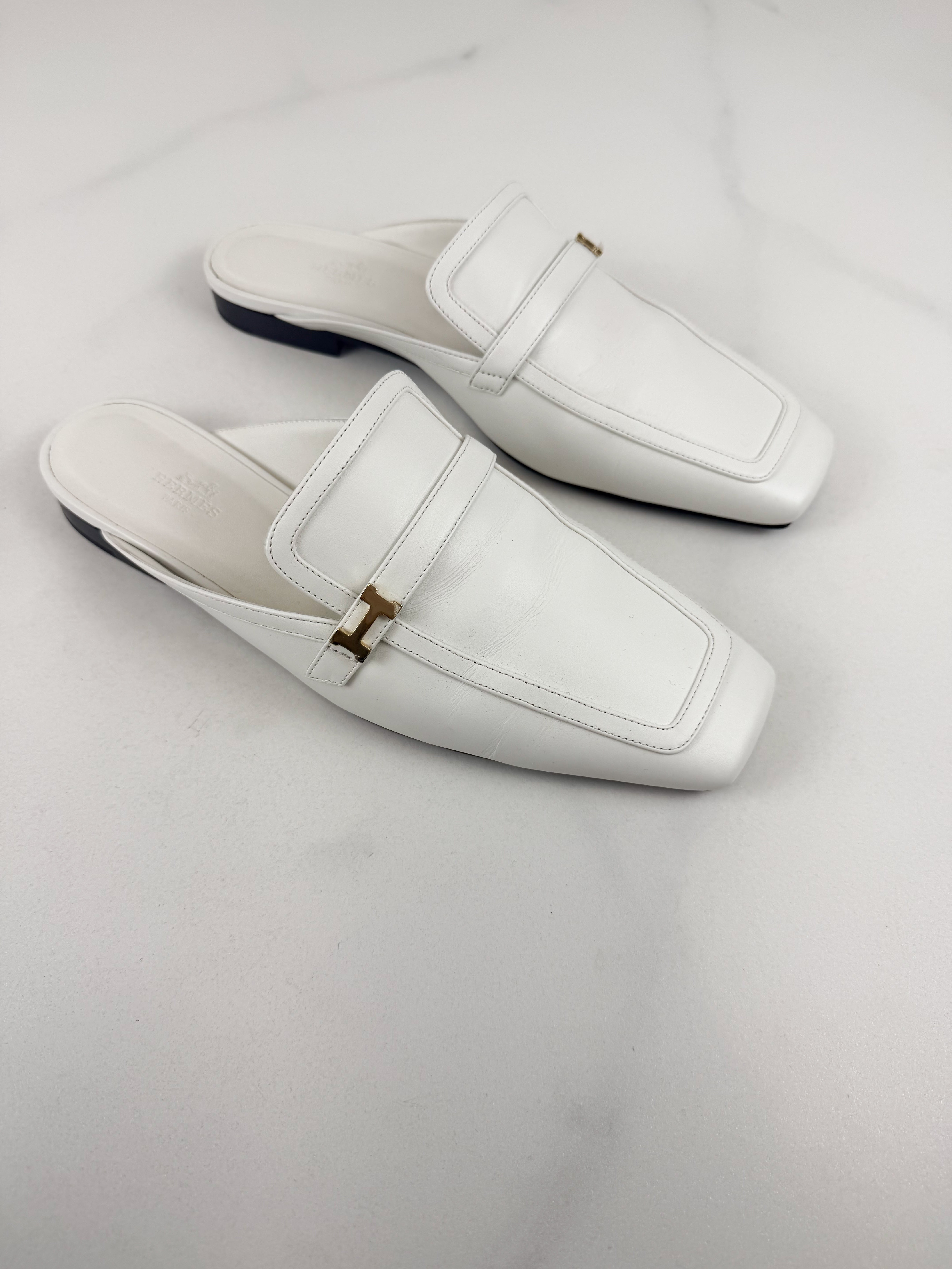 Hermes Groupie Mule Blanc Size 40
