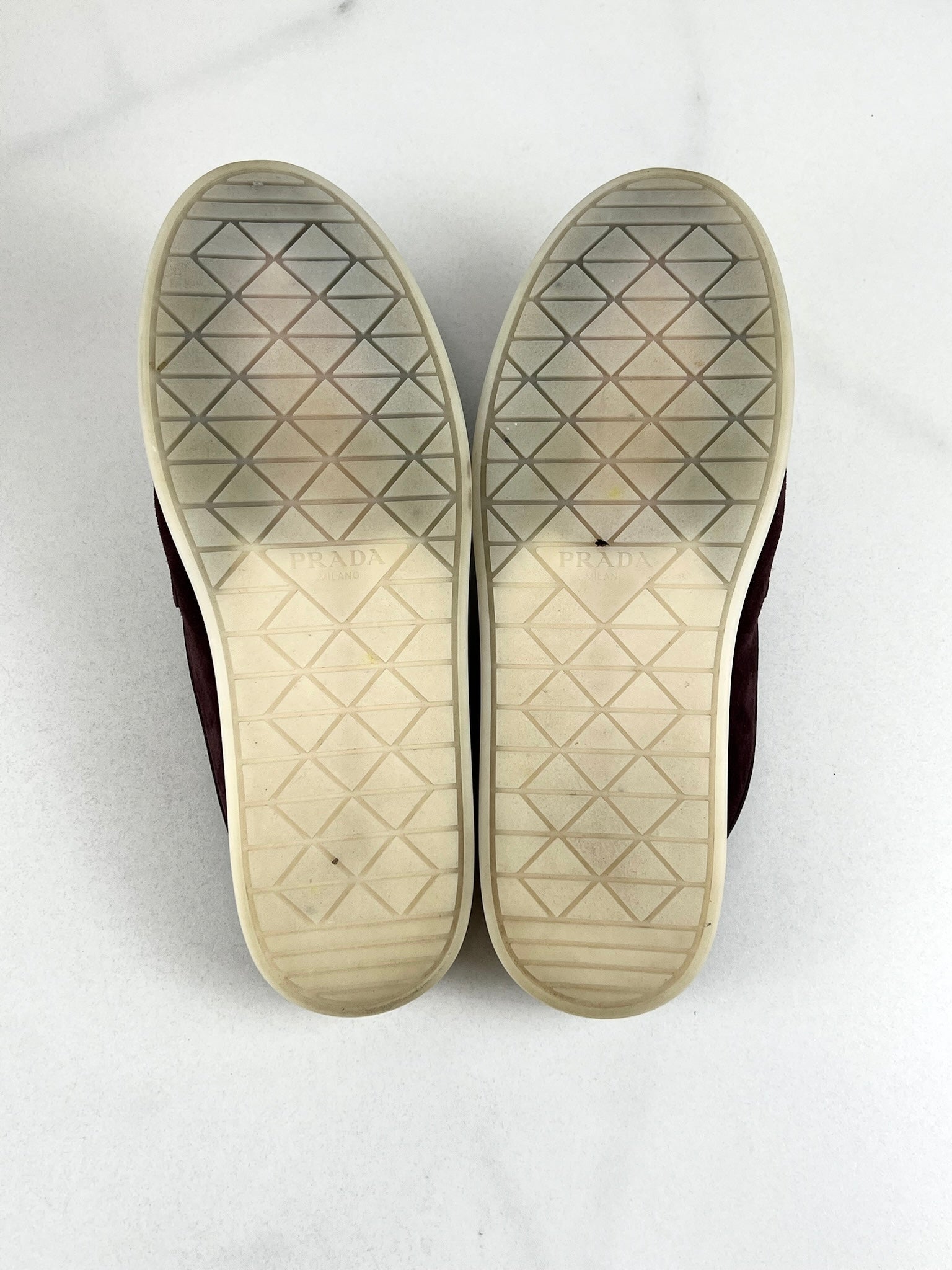 Prada Burgundy Suede Logo Mules Size 38