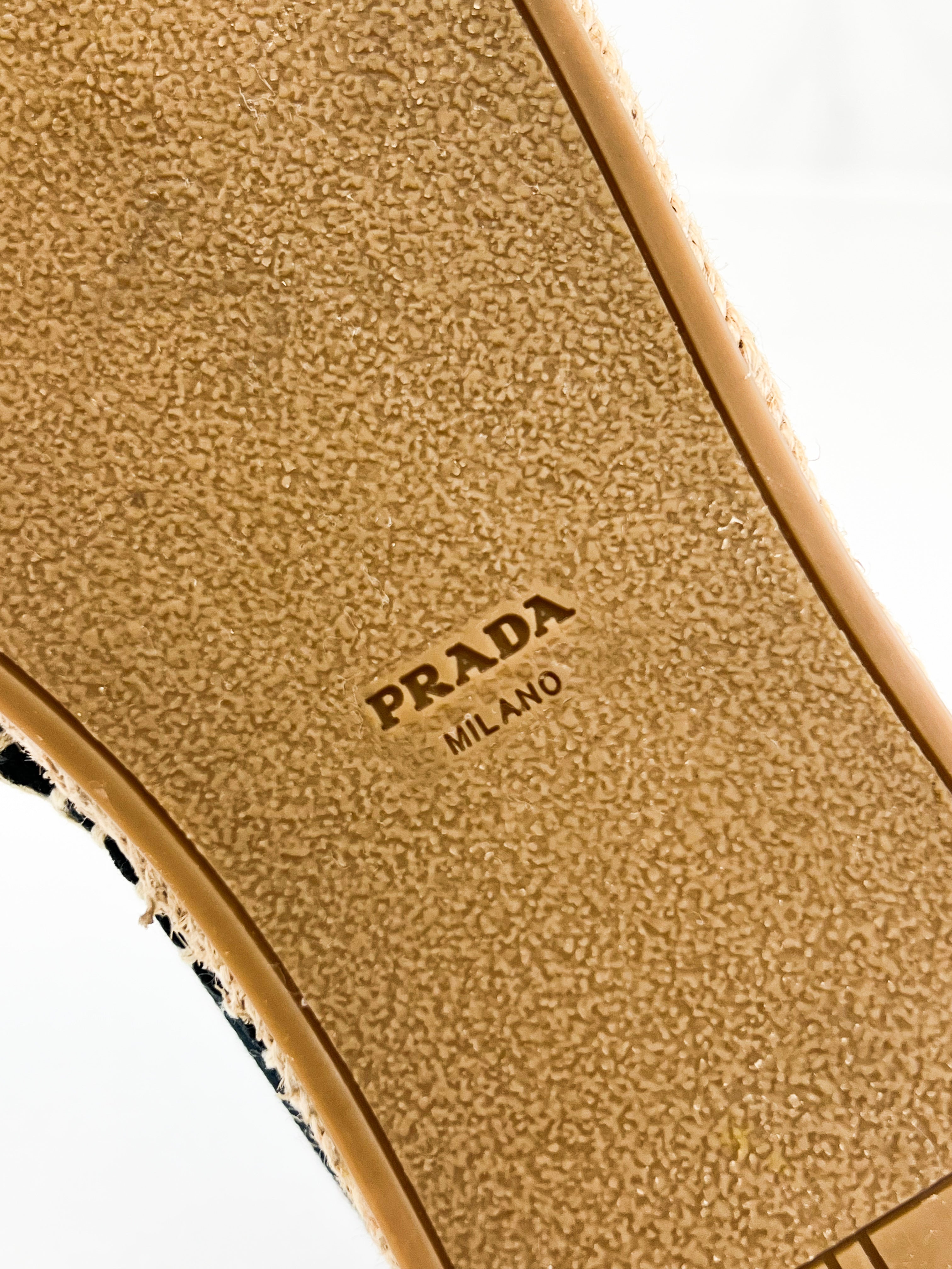 Prada Canvas Printed Logo Espadrilles Size 38