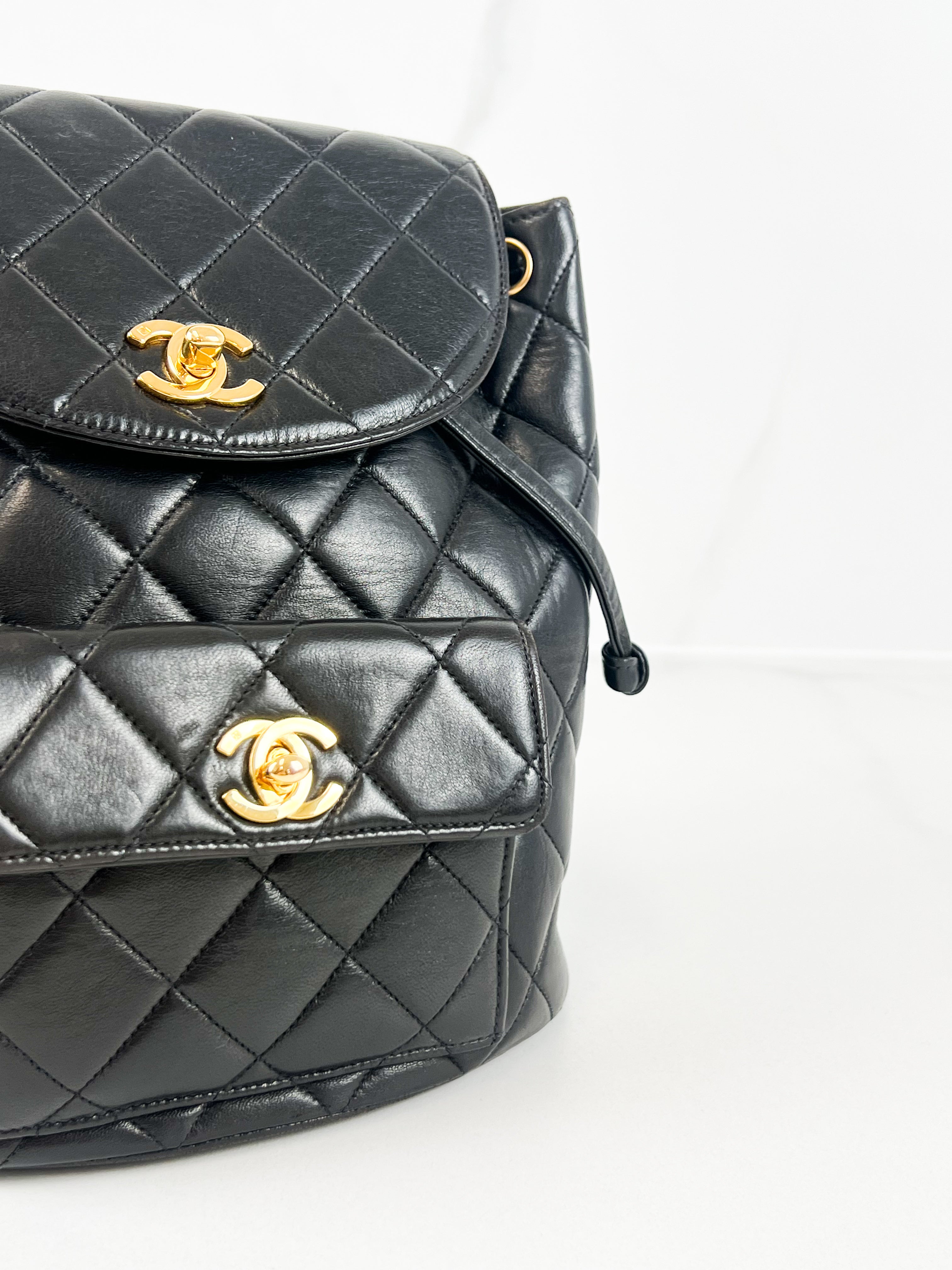 Chanel Black Leather Quilted Calfskin Backpack with GHW