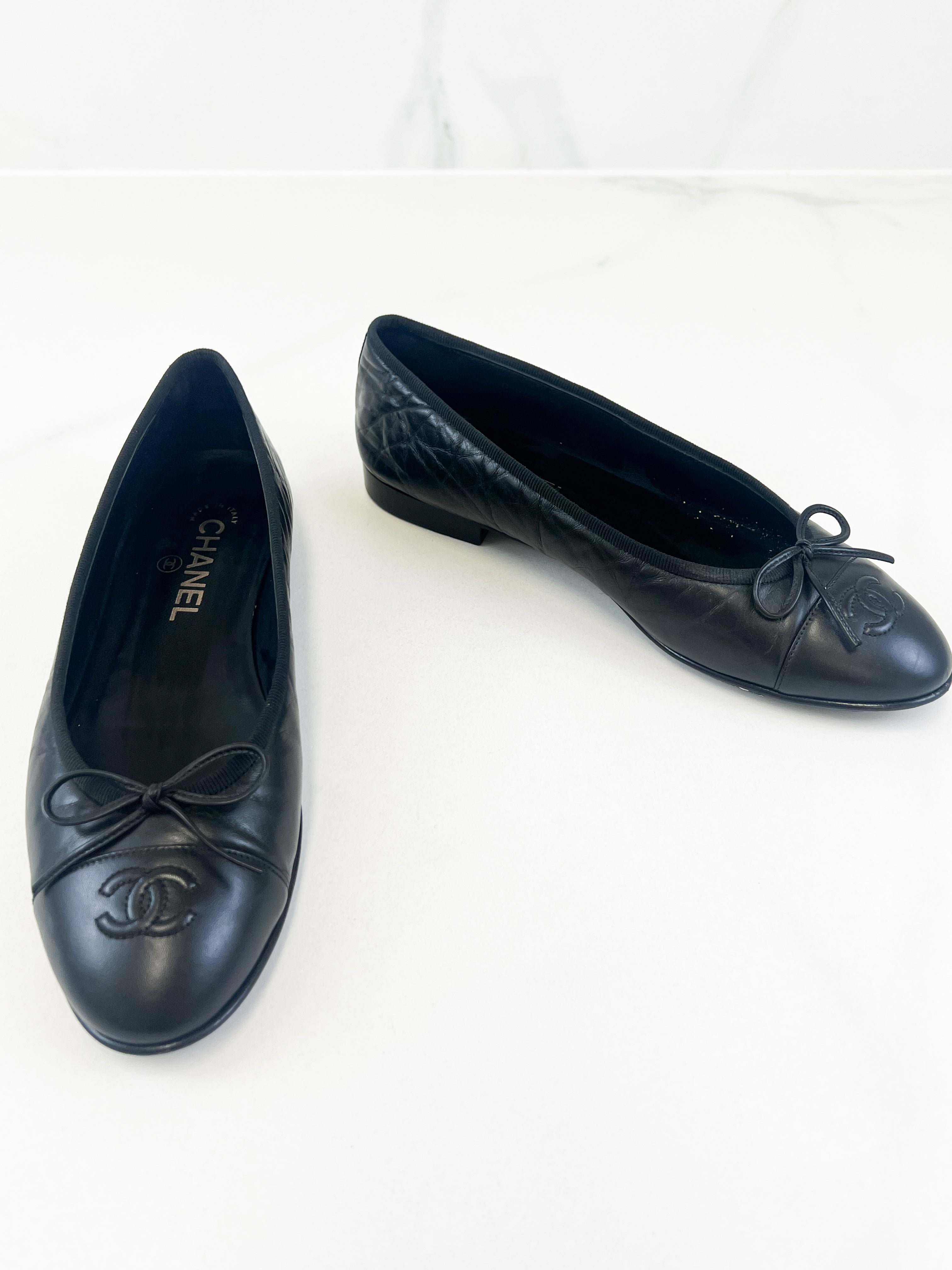 Chanel Black Ballet Flat Size 39.5C