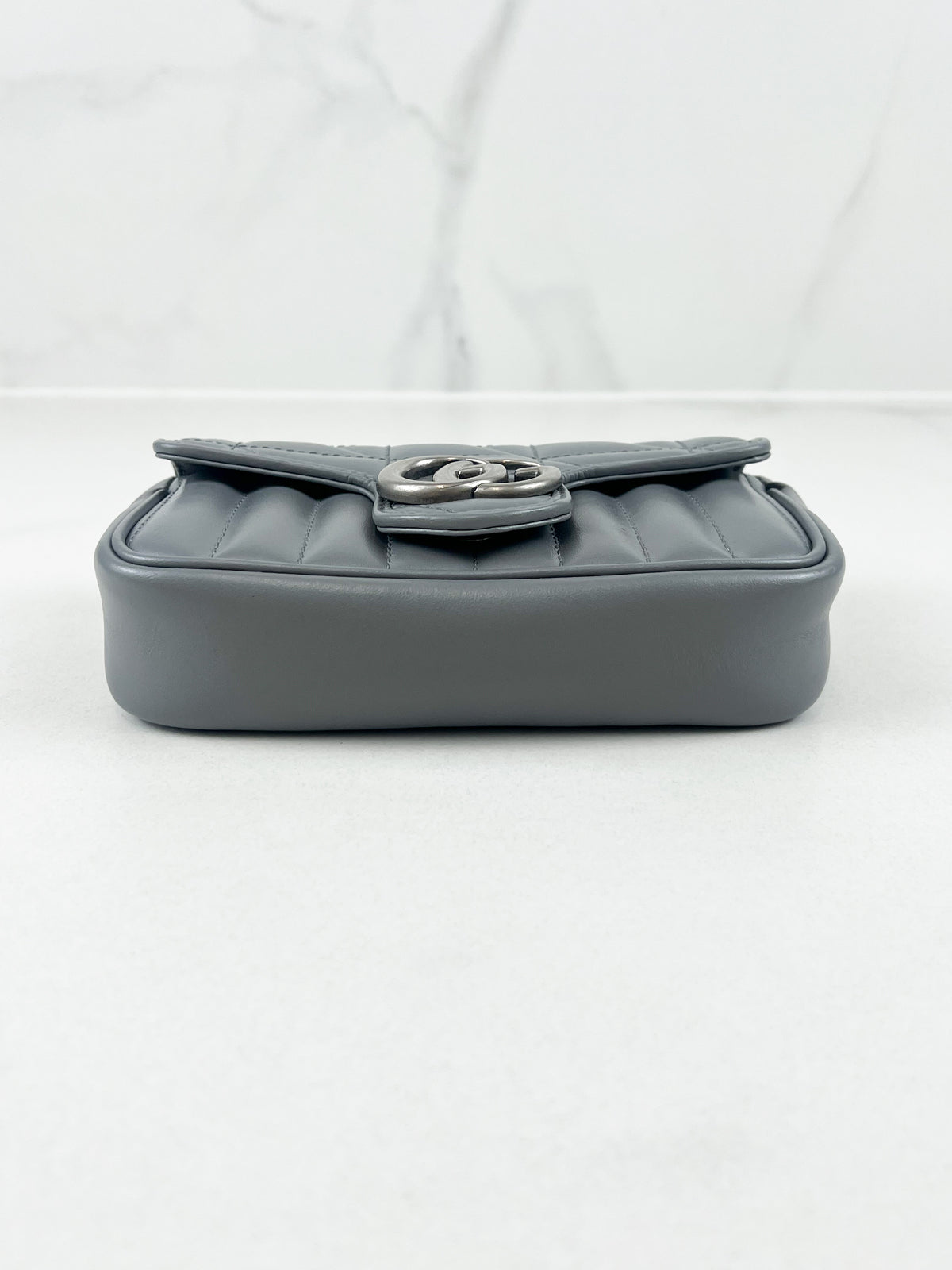 Gucci Deep Grey GG Marmont Matelasse Super Mini Bag