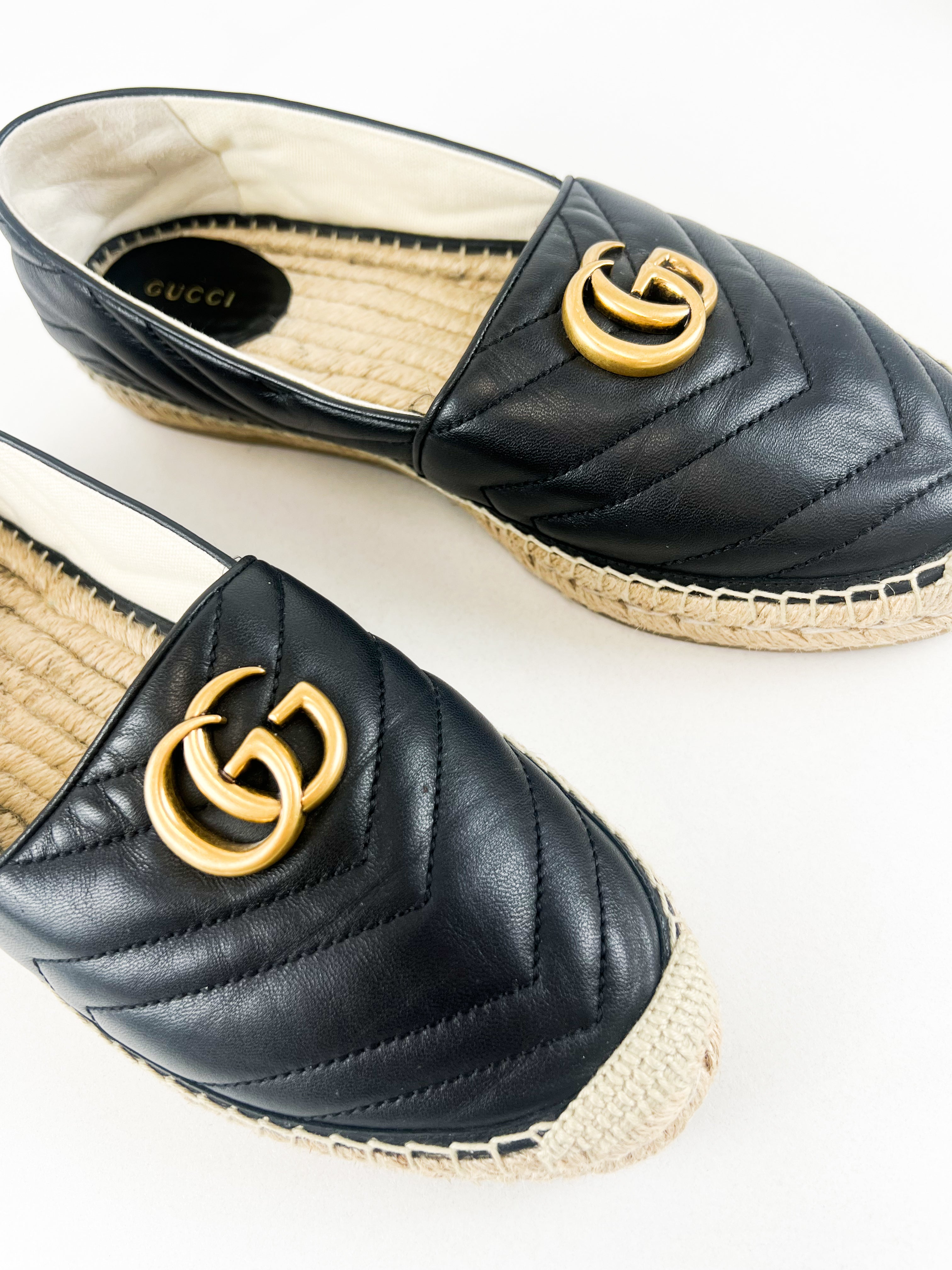 Gucci Leather GG Logo Espadrille Size 41