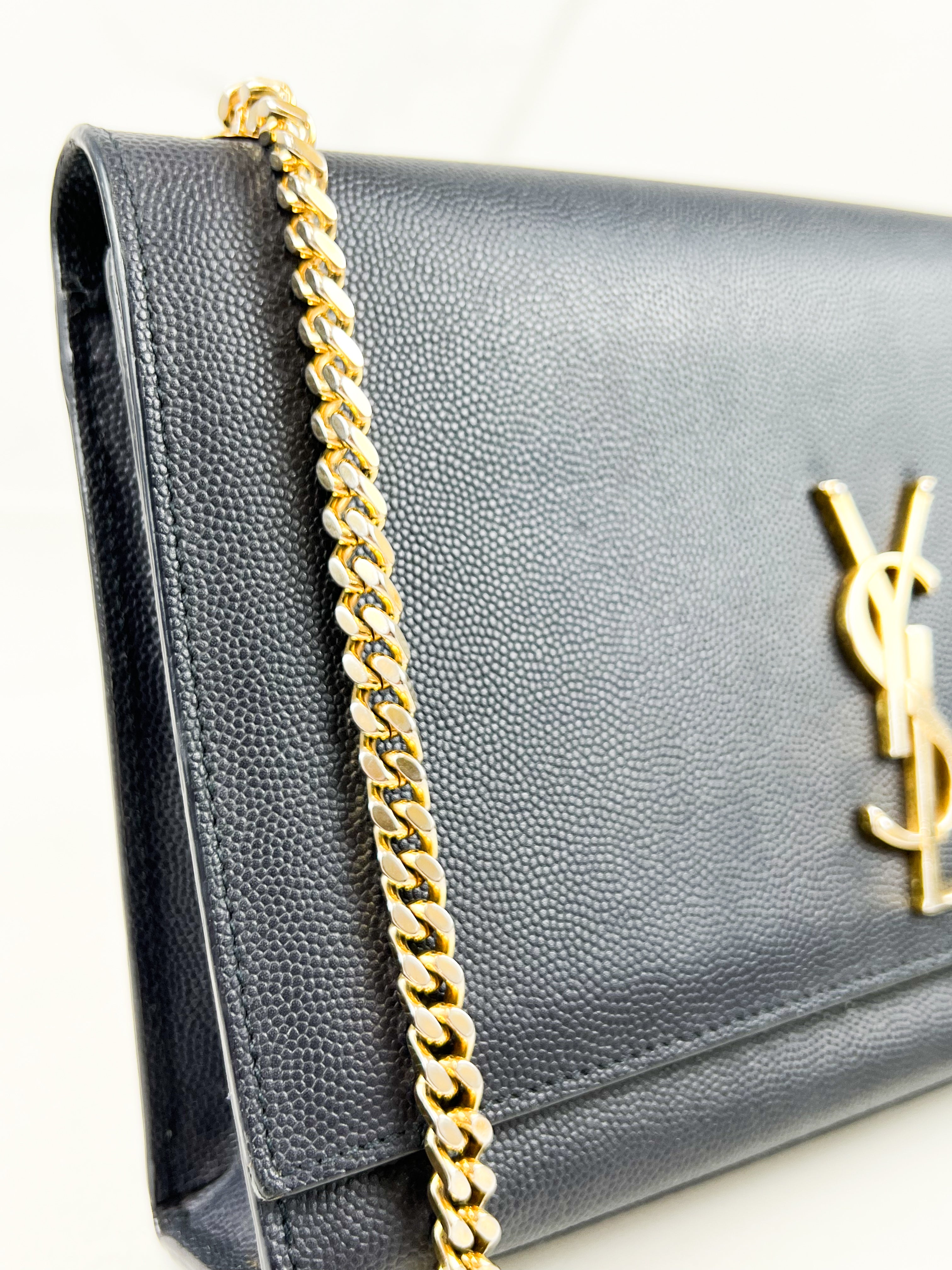 Saint Laurent Navy Kate Large Chain Bag with GHW