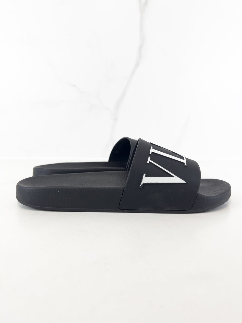 Valentino Black VLTN Rubber Slides Size 43